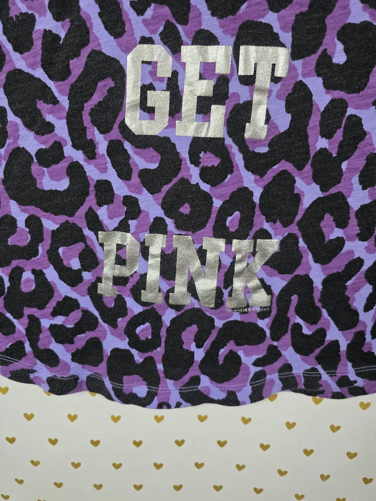 Victoria's Secret PINK Get Wild Get Pink Leopard Sleep Shirt Tee XS Purple HTF