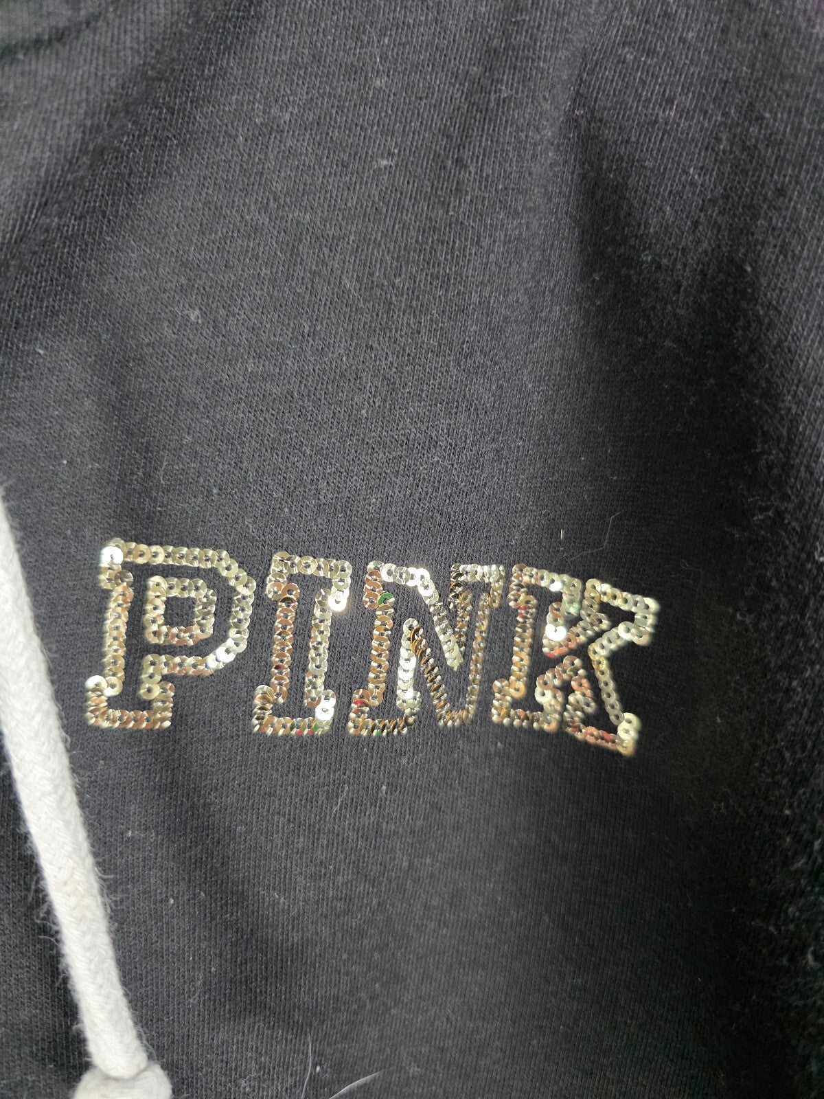 Victorias Secret Pink Rose Bling SET Hooded Sweater sequined Sweatpants Large