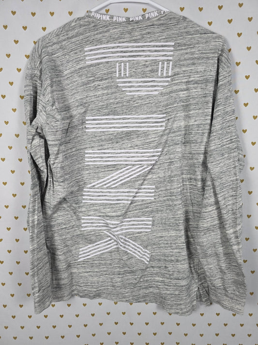 Victorias Secret PINK Grey Long Sleeve Tee shirt SMALL
