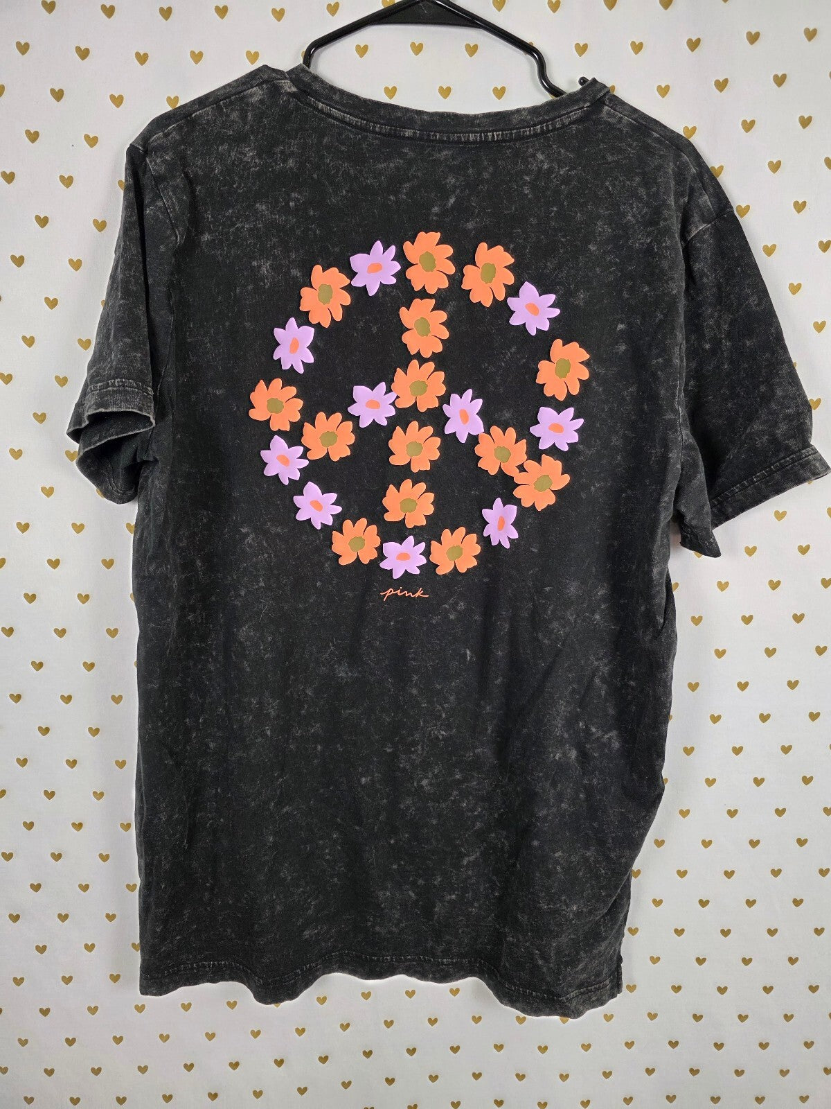 Victorias Secret PINK Oversized Peace Flower Tee shirt Large