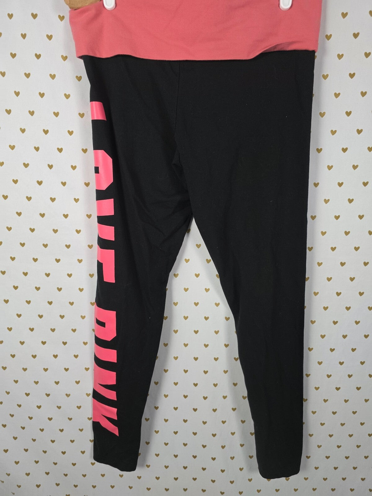 Victorias Secret PINK NEW Coral FOLDOVER Yoga Pants Leggings LARGE