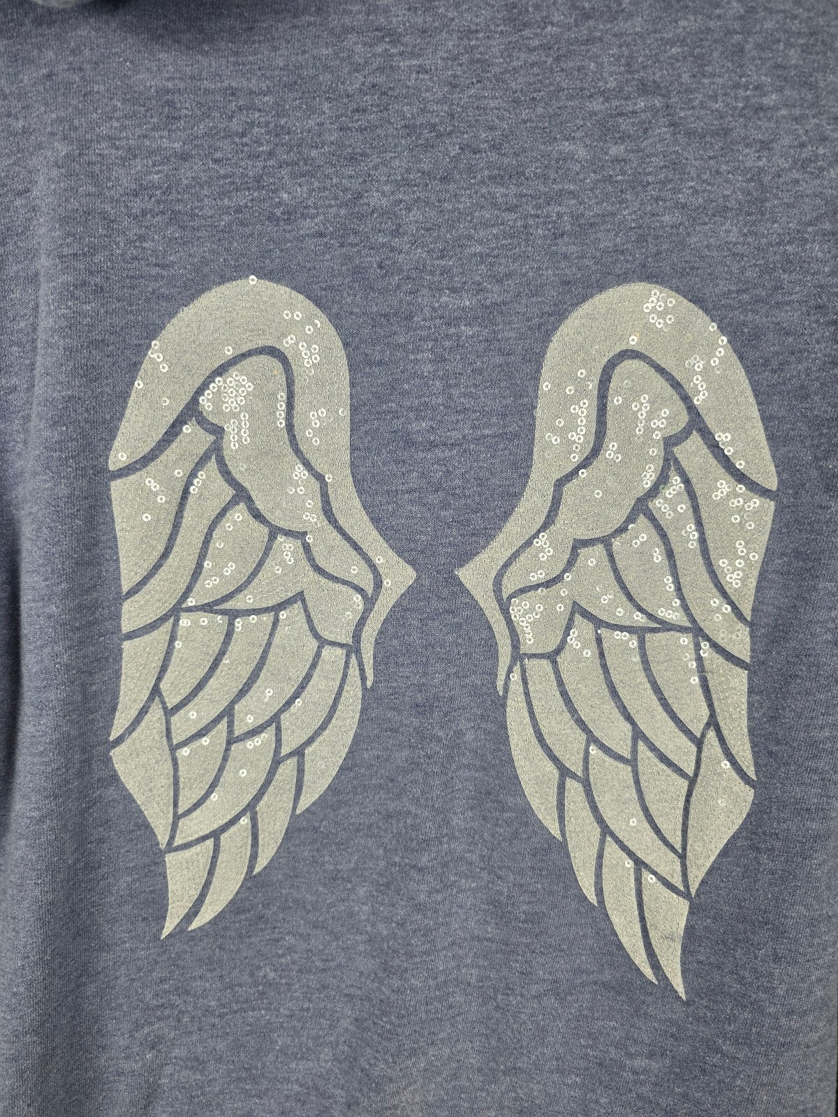Victorias Secret ANGELS Blue BLING Sequined Wings Full zip hoodie jacket MEDIUM