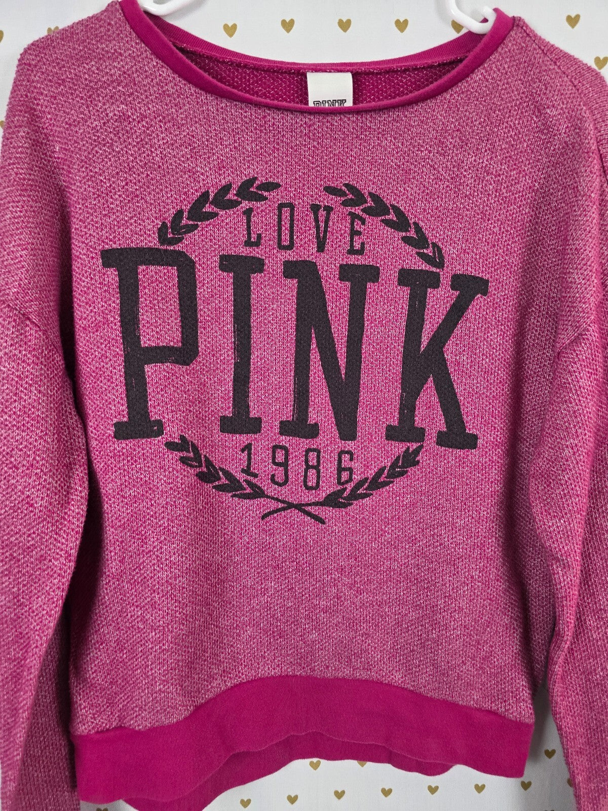 Victorias Secret Pink Vintage Crest love 86 long sleeve knit sweater shirt xs
