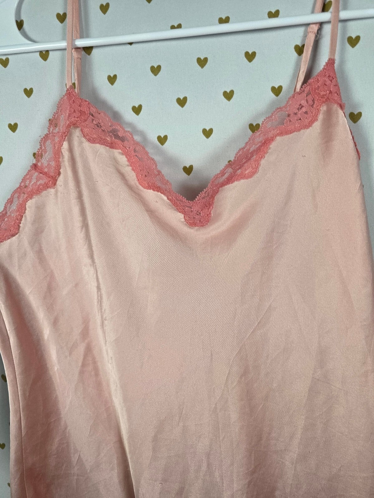 Victorias Secret Peach Satin Slip Dress Nightie Chemise Lingerie LARGE