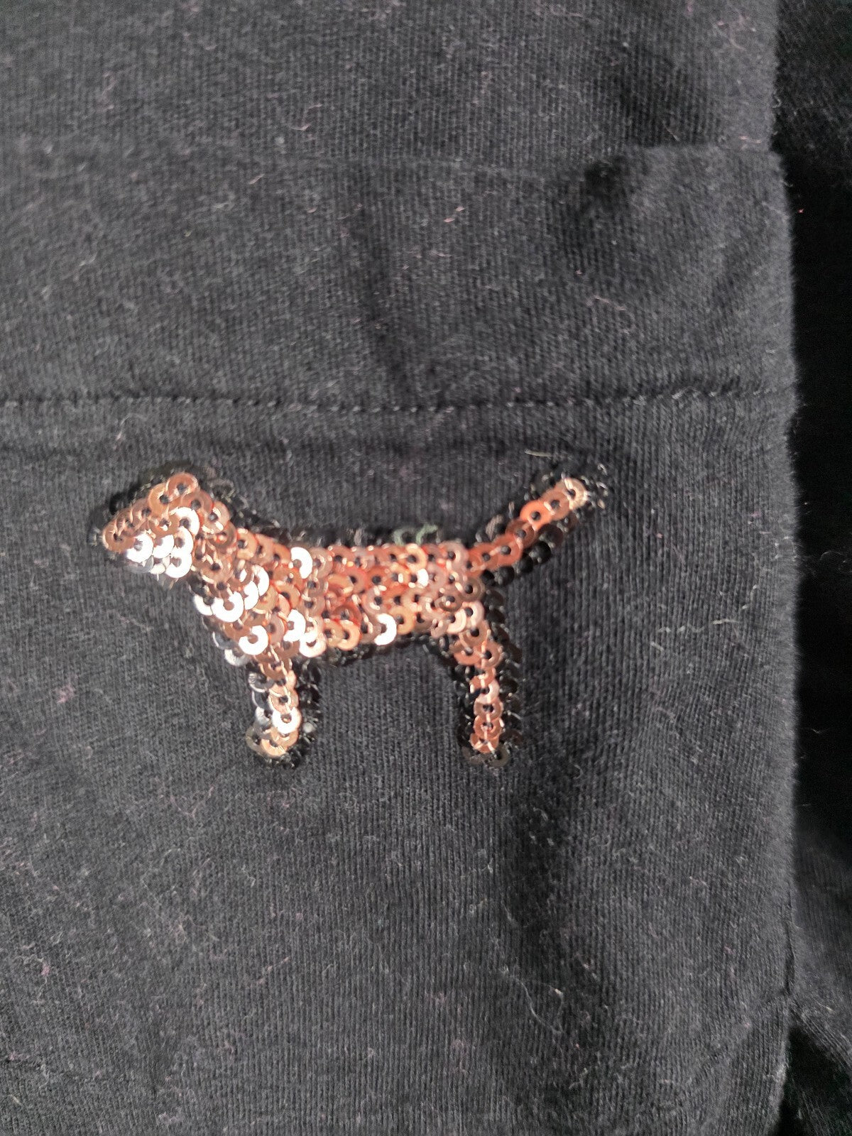 Victorias Secret PINK leopard Cheetah Dog Bling Long Sleeve Tee shirt Sequin XS