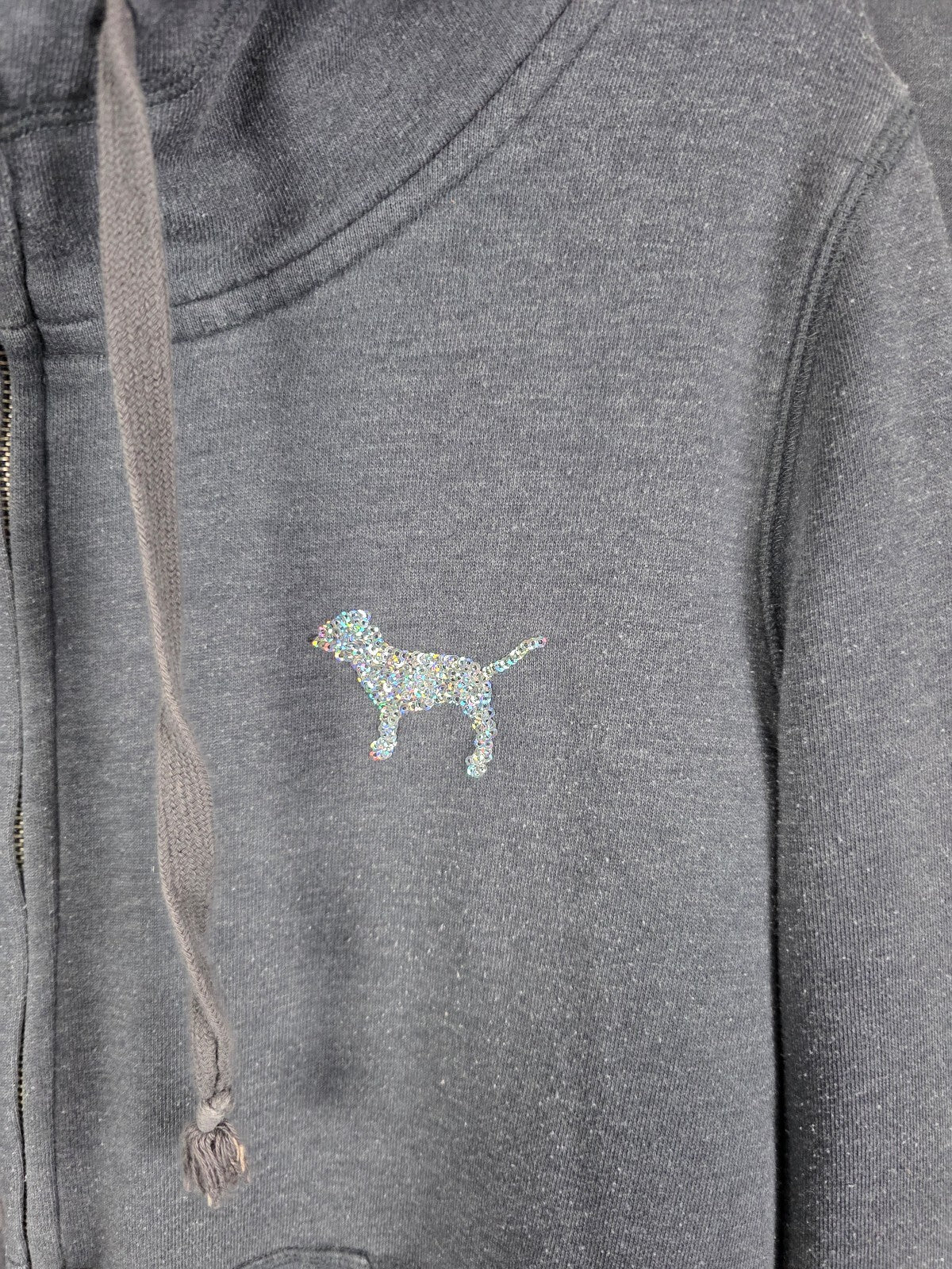Victoria’s Secret PINK LOVE PINK Sequin BLING Hoodie Jogger Set Gray L