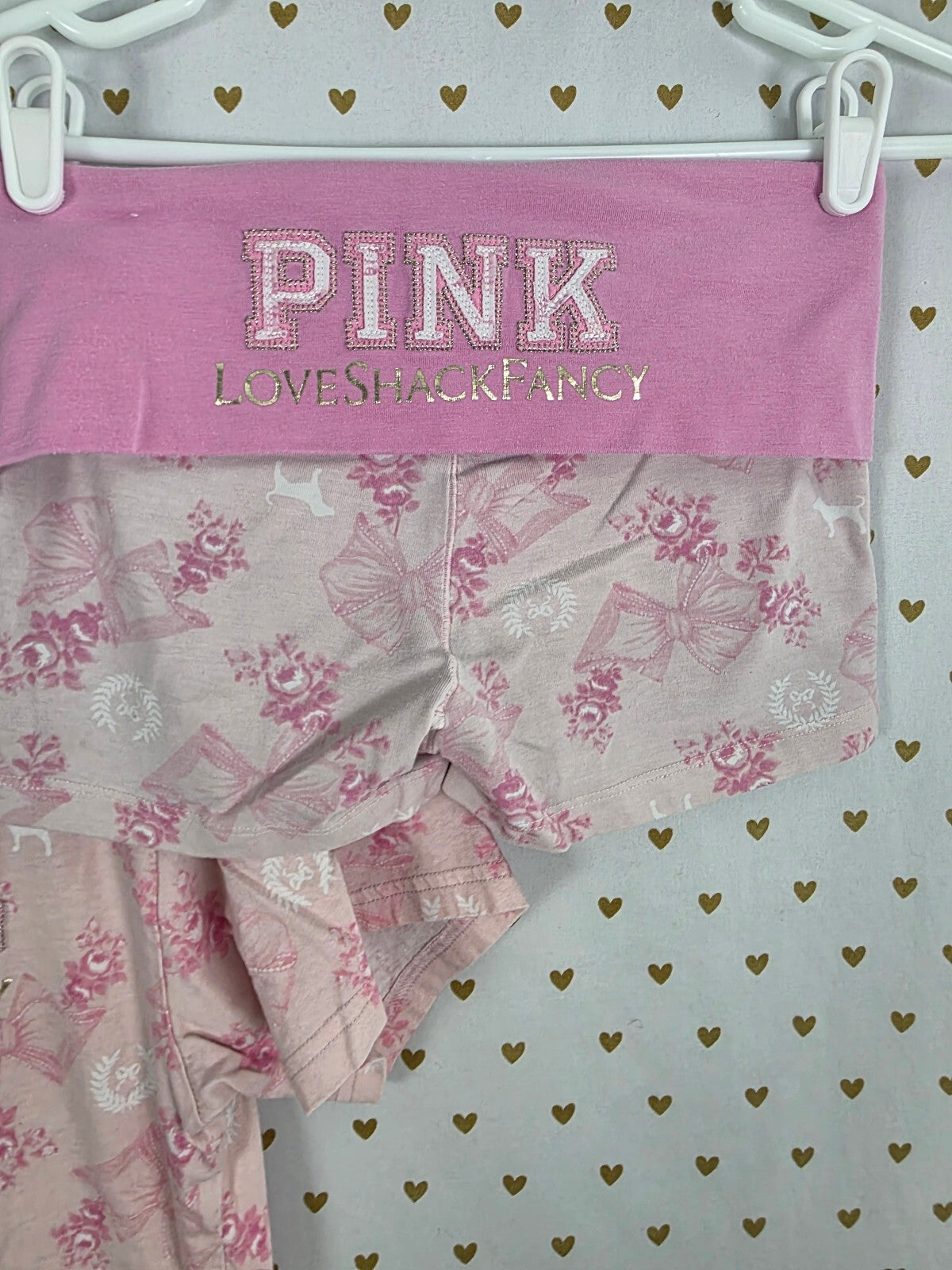 Victoria's Secret PINK x LoveShackFancy Bow Tee Foldover Shorts Set XS outfit