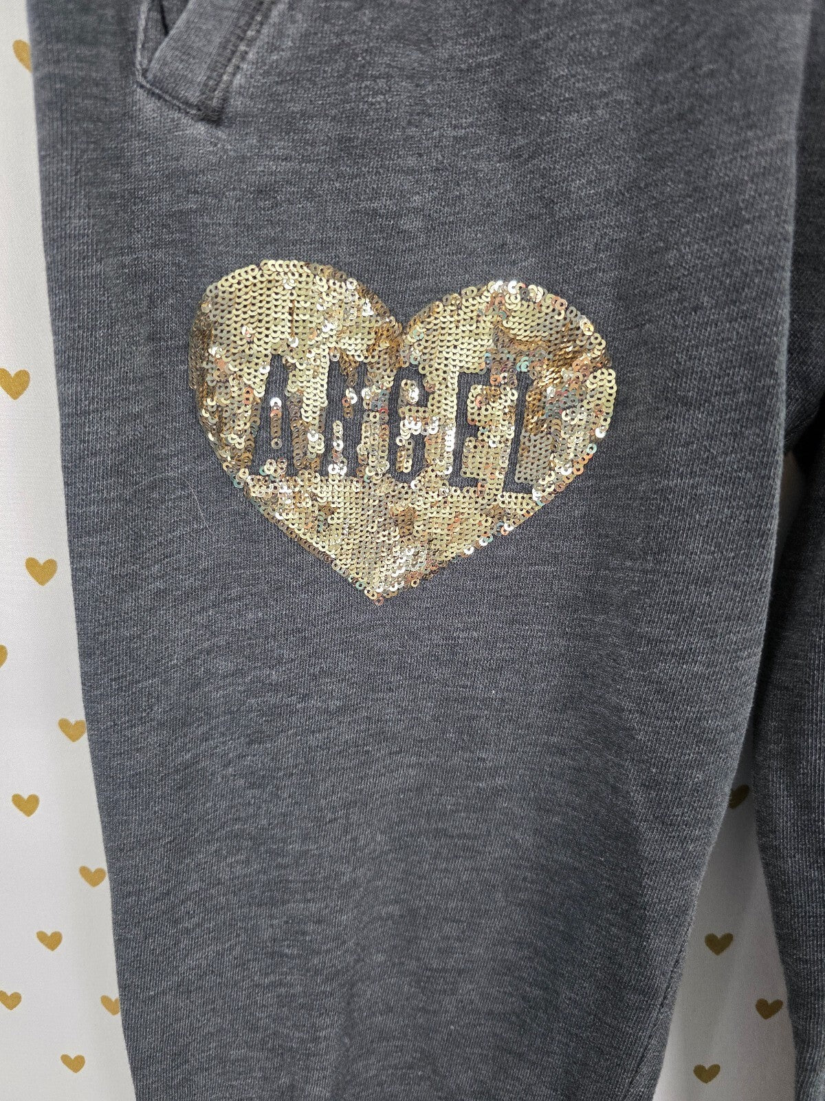 Victorias Secret Bling ANGEL Heart Gold Sequined Sweats Flare XS