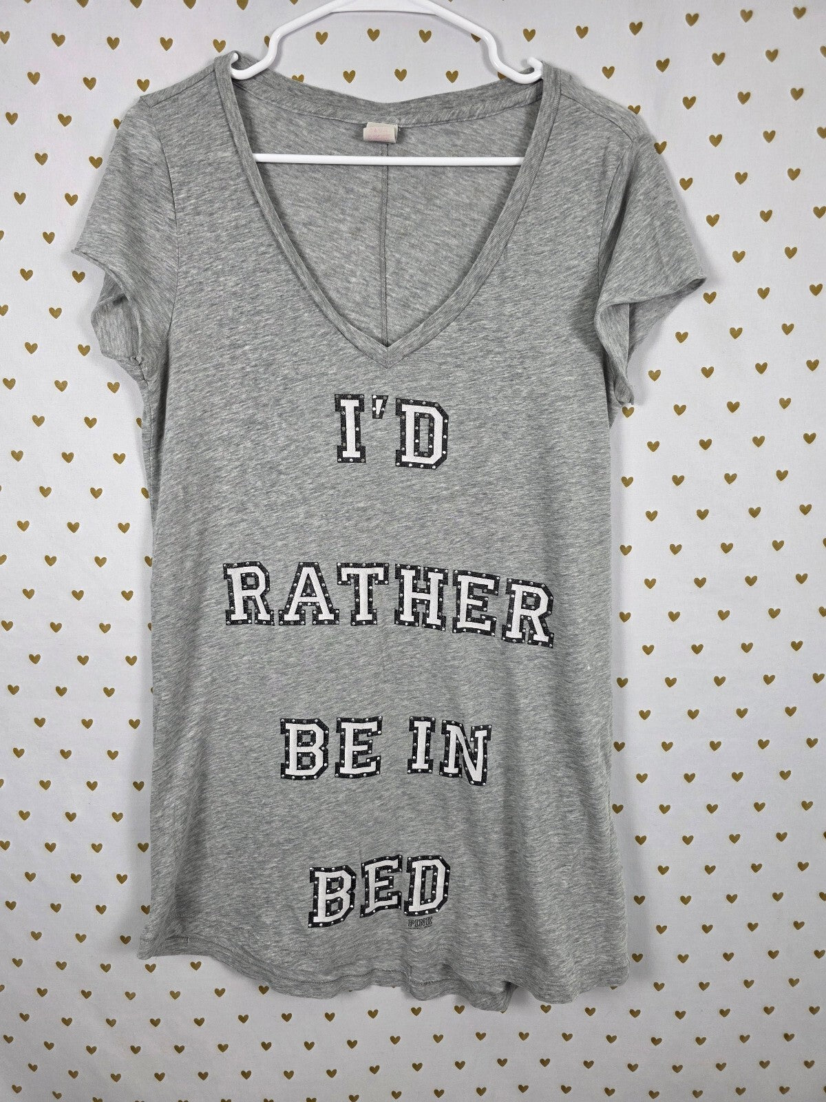 Victorias Secret PINK Vintage ID RATHER BE IN BED Nightgown Sleep Shirt Y2k MED
