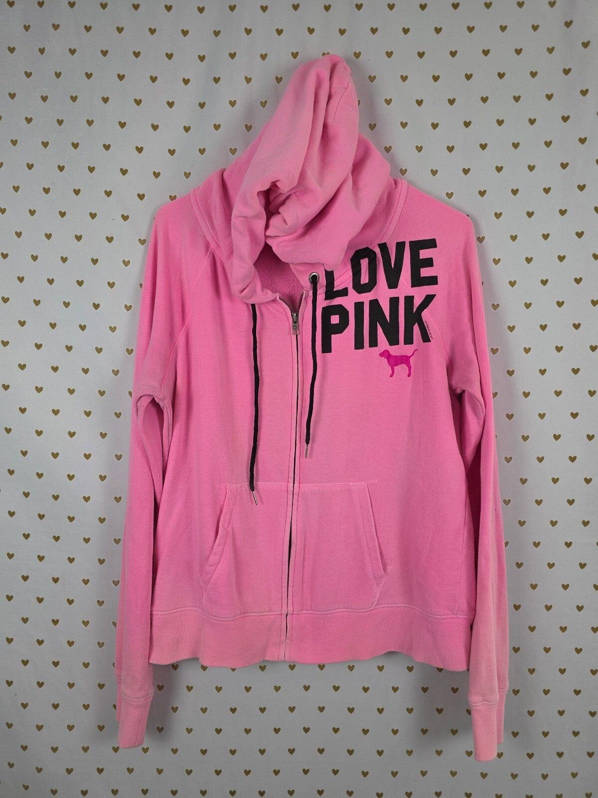 Victorias Secret Pink Love Vintage Full zip hoodie Jacket Large