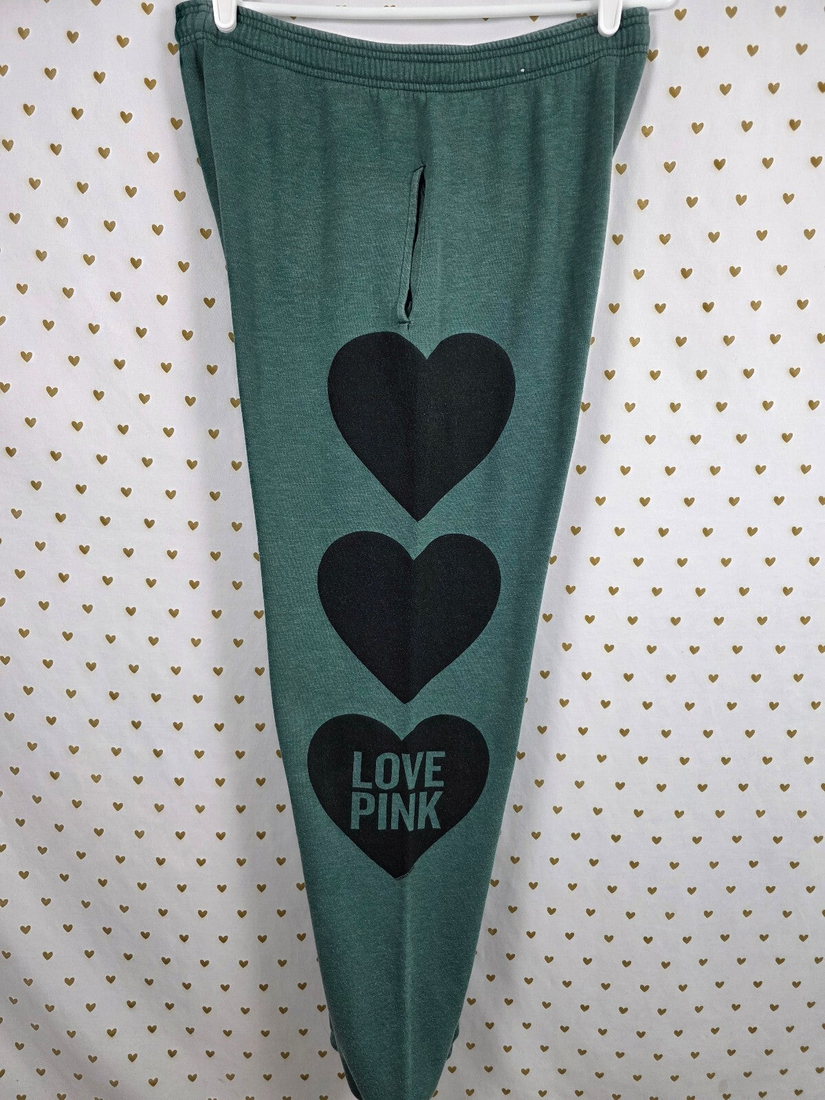 Victorias Secret PINK Vintage Long Love Heart Logo Sweats Sweatpants Small