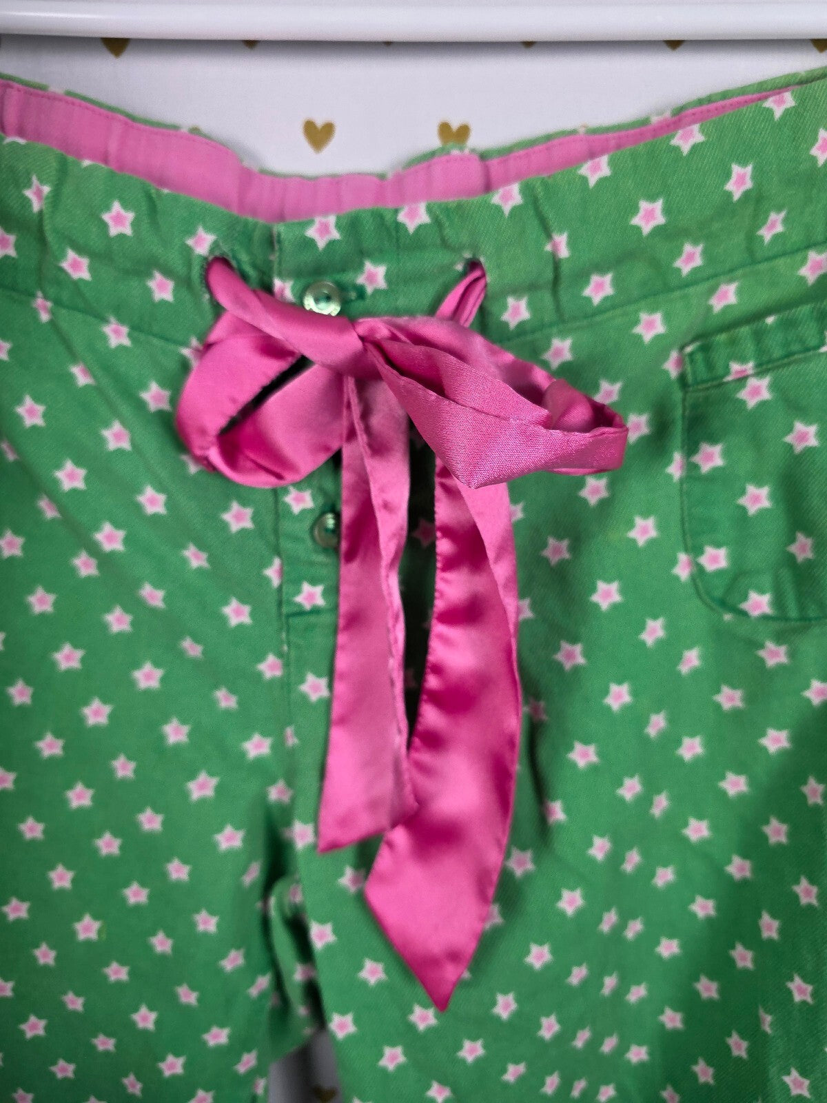 Victorias Secret Green Pink Medium Stars Sleep Pants Pajama PJ Bottoms
