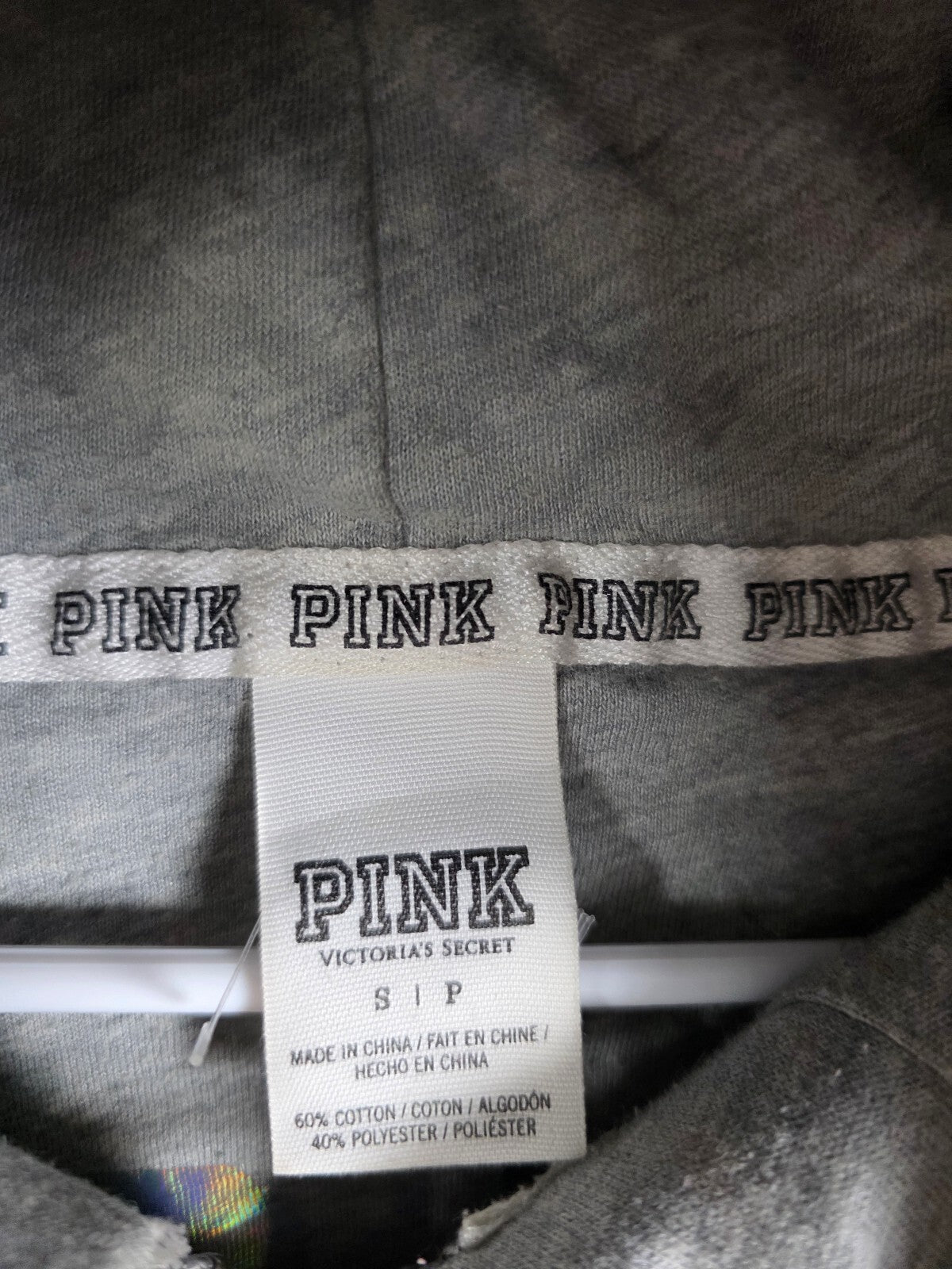 Victoria's Secret PINK Fashion Show 2013 Sequin Zip Hoodie Gray Small Y2K
