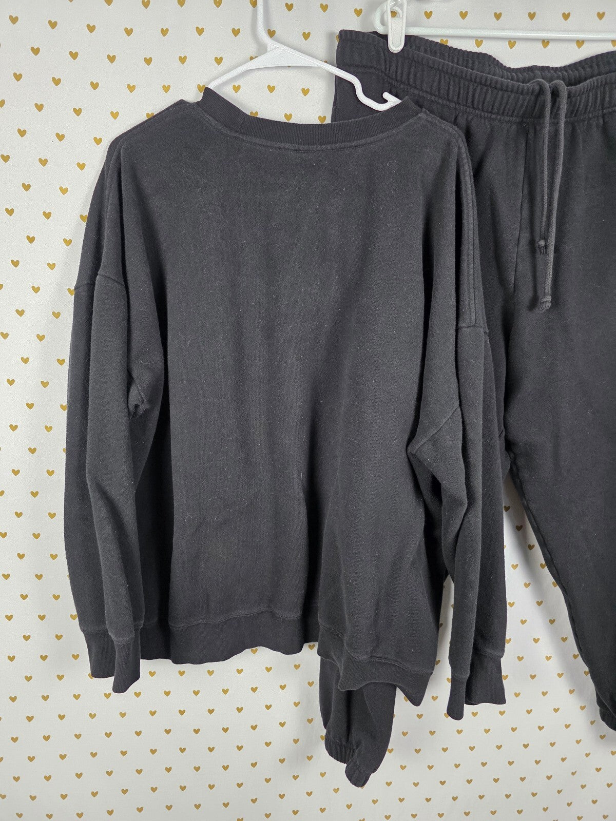 Victoria's Secret PINK Ivy Fleece Sweatshirt Sweatpants Set XXL Black Logo