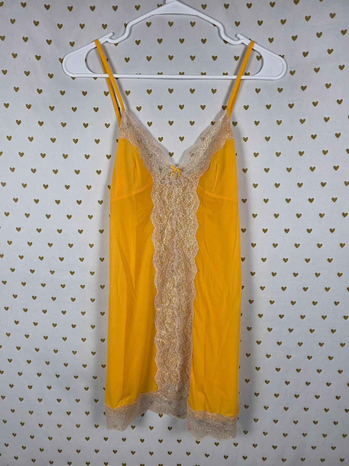 Victorias Secret Bright Yellow Stretch Slip Dress NIghtie Lingerie Small