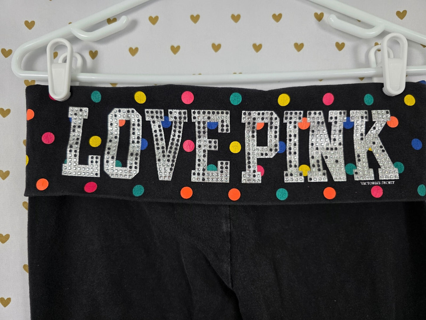 Victorias Secret PINK LOVE Foldover Polka Dot Vintage y2k Bling Skinny Leggings