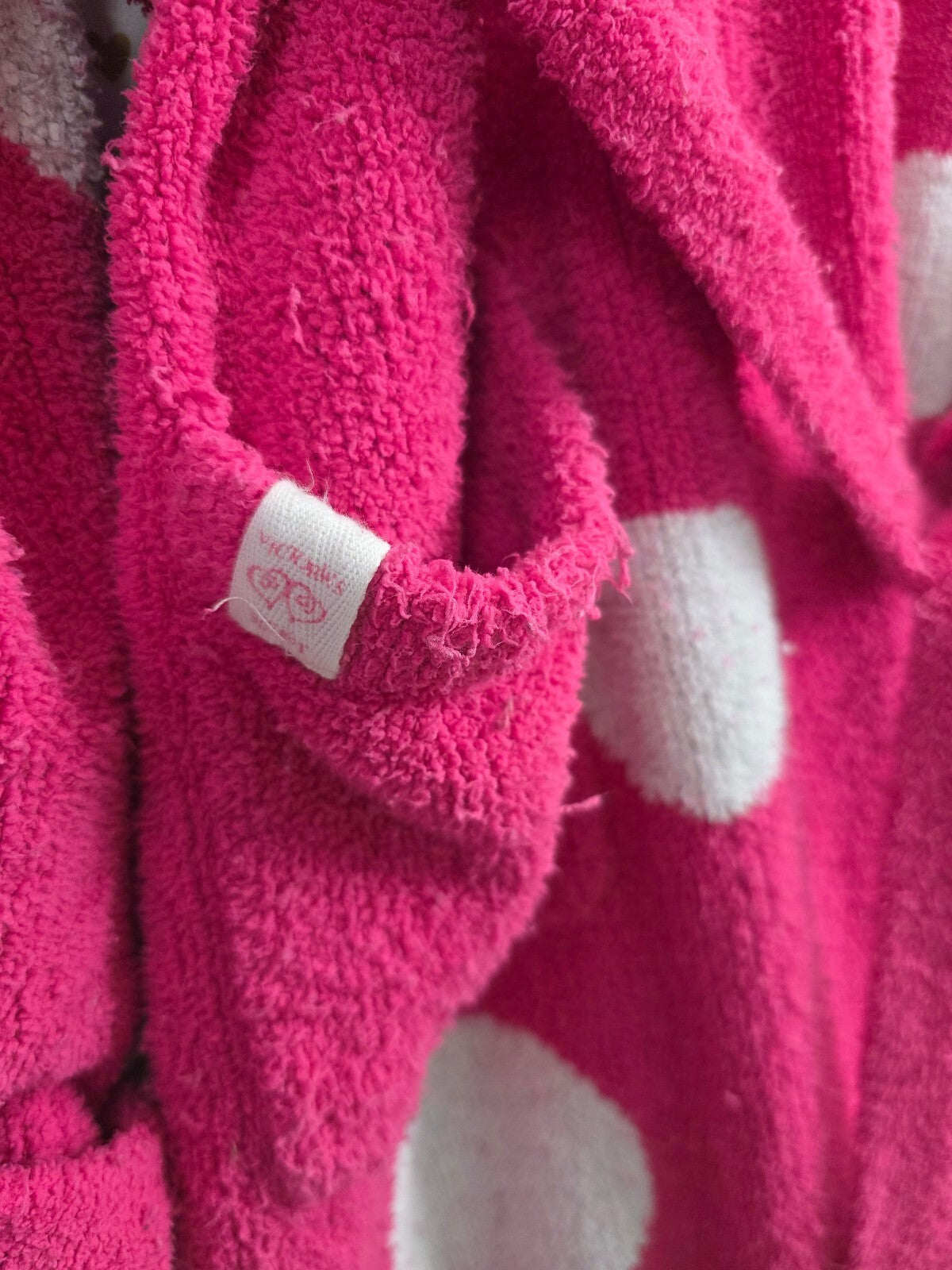 Vintage Victoria's Secret Pink White Polka Dot Plush Robe Belted Large