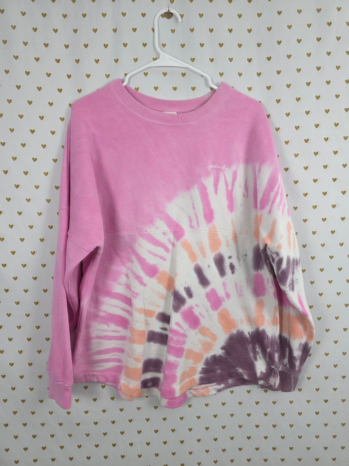 Victorias Secret Pink Love Tye Dye Oversized Sweater shirt Medium
