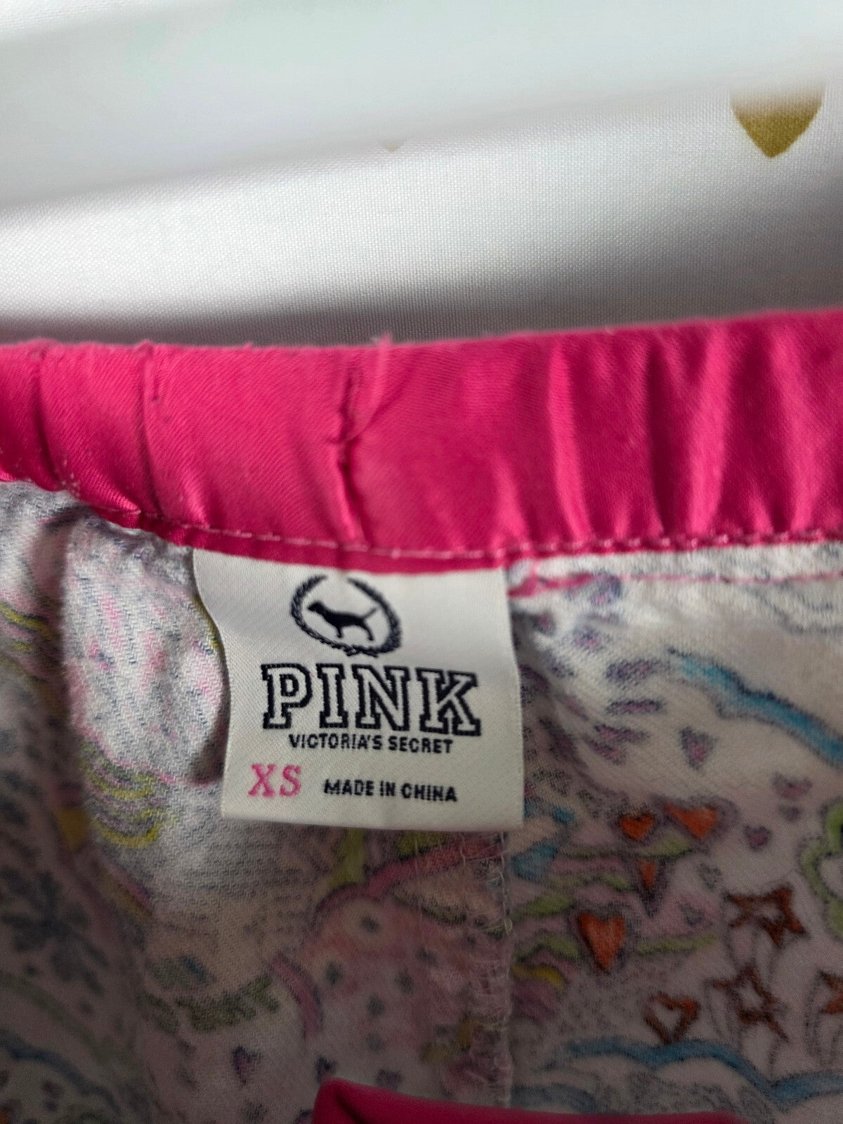 Victorias Secret Pink Vintage Doodle Ruffled XS  Sleep Pants Pajama PJ Bottoms