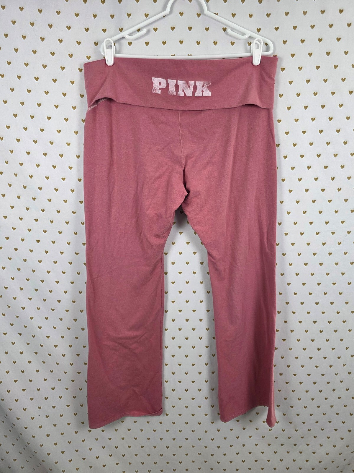 Victorias Secret PINK Foldover Flare Logo Pants 2XL XXL