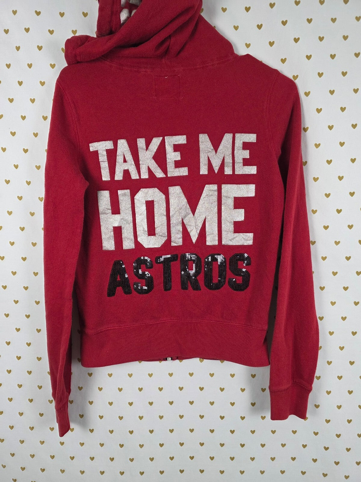 Victorias Secret Pink ASTROS MLB Full zip Hoodie Jacket BLING Houston SMALL