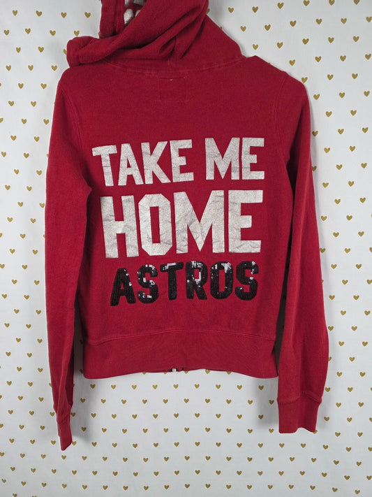 Victorias Secret Pink ASTROS MLB Full zip Hoodie Jacket BLING Houston SMALL