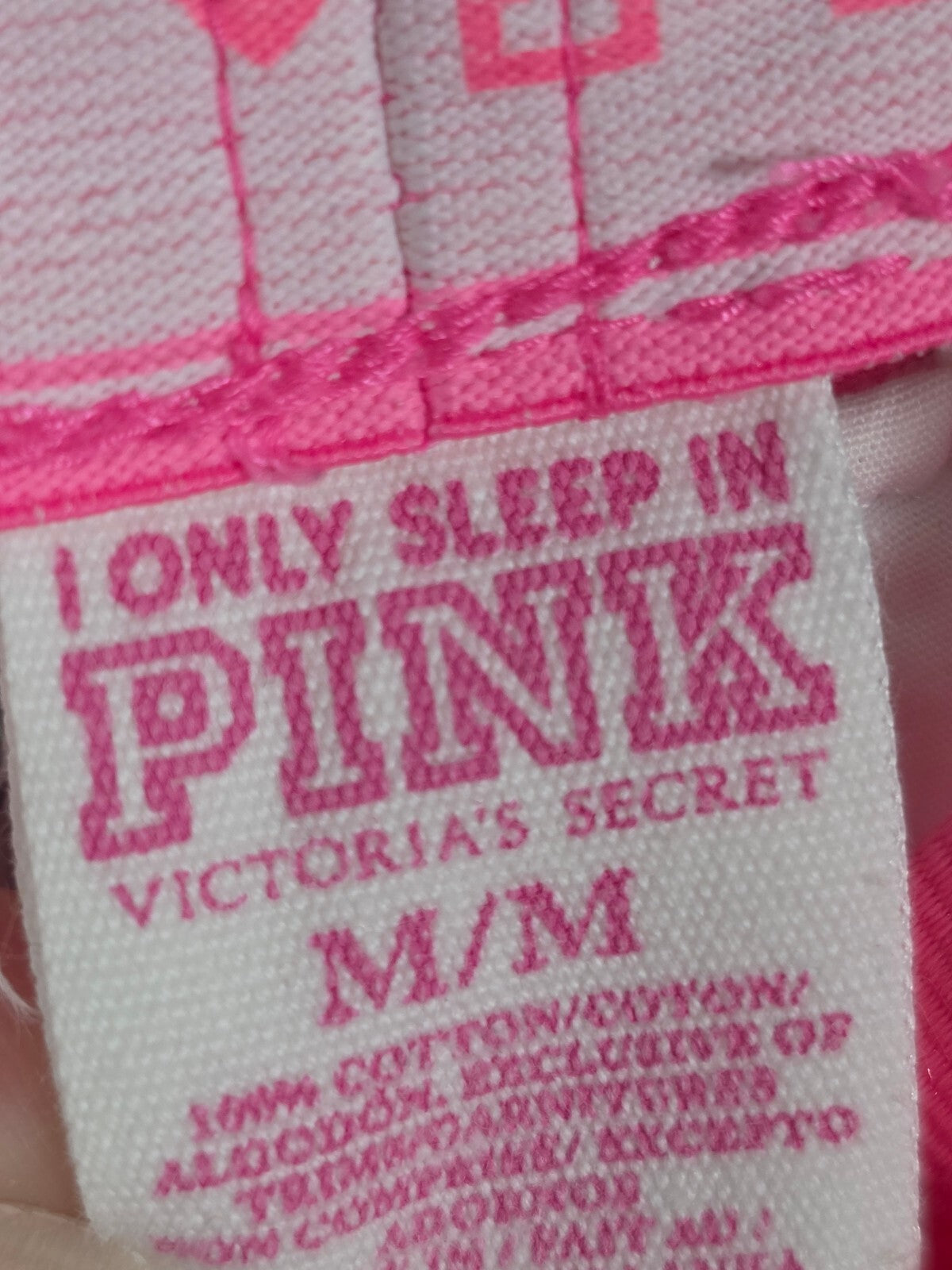 Victorias Secret Vintage PINK DIaper Butt Boyfriend Sleep Pants BITE ME MEDIUM