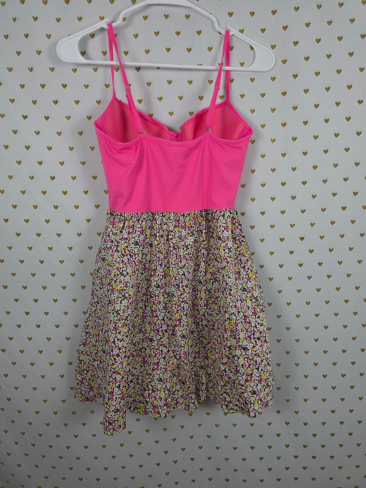 Victoria's Secret PINK Dress S Floral Fit Flare Built In Bra Pockets '10 Y2K vtg