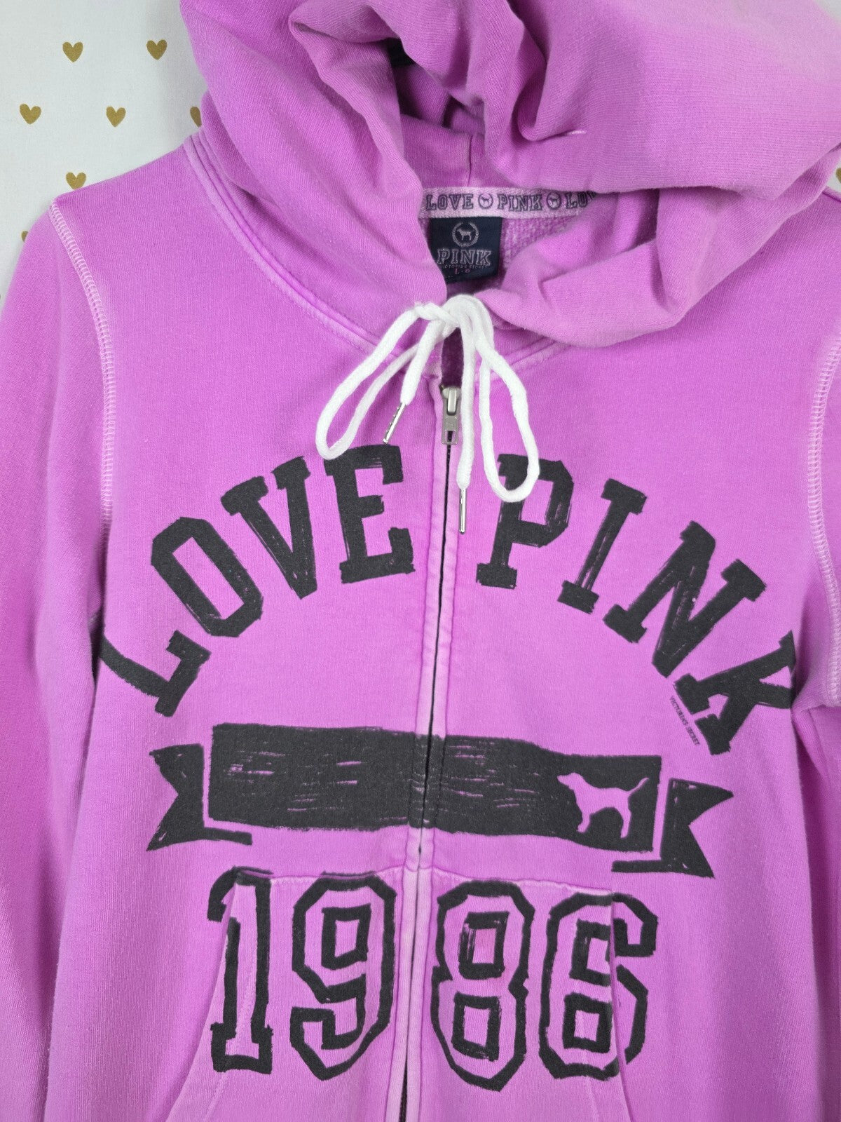Victorias Secret Pink Vintage Purple Logo Y2k Full zip Hoodie Jacket Large