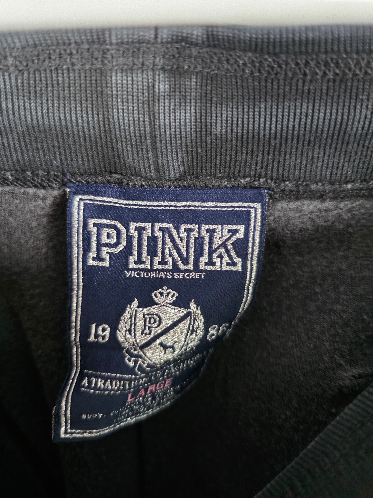 PINK Victoria's Secret Velour Sweatpants Rhinestone Give Love BLING Large Flared