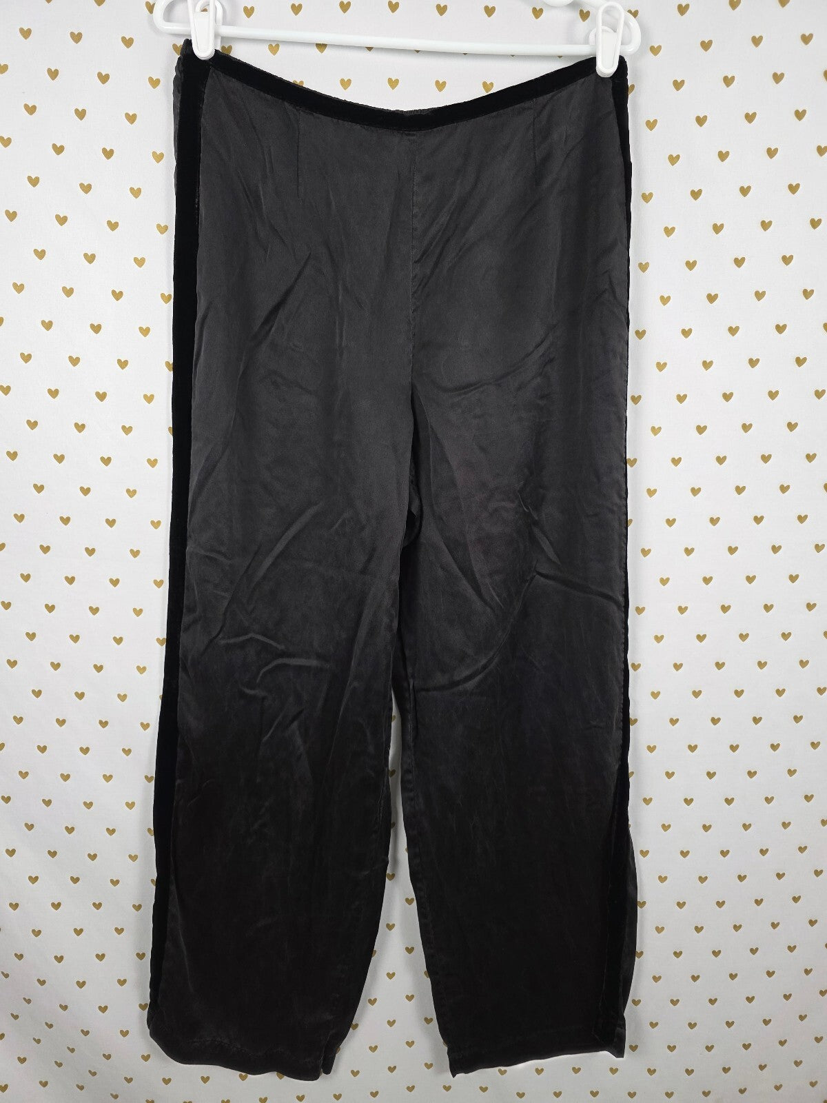 Vintage Victoria's Secret 2000 Black 100% Silk Velvet Trim Pajama Pants L