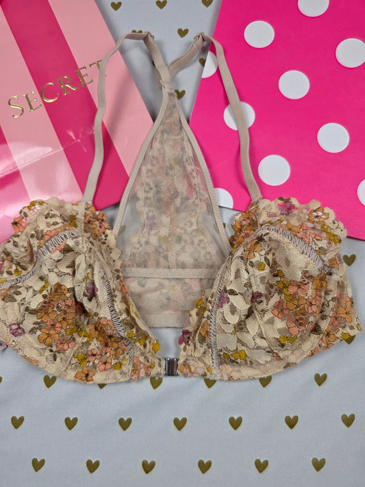 Victorias Secret Floral Front Close Racerback Bra 32D