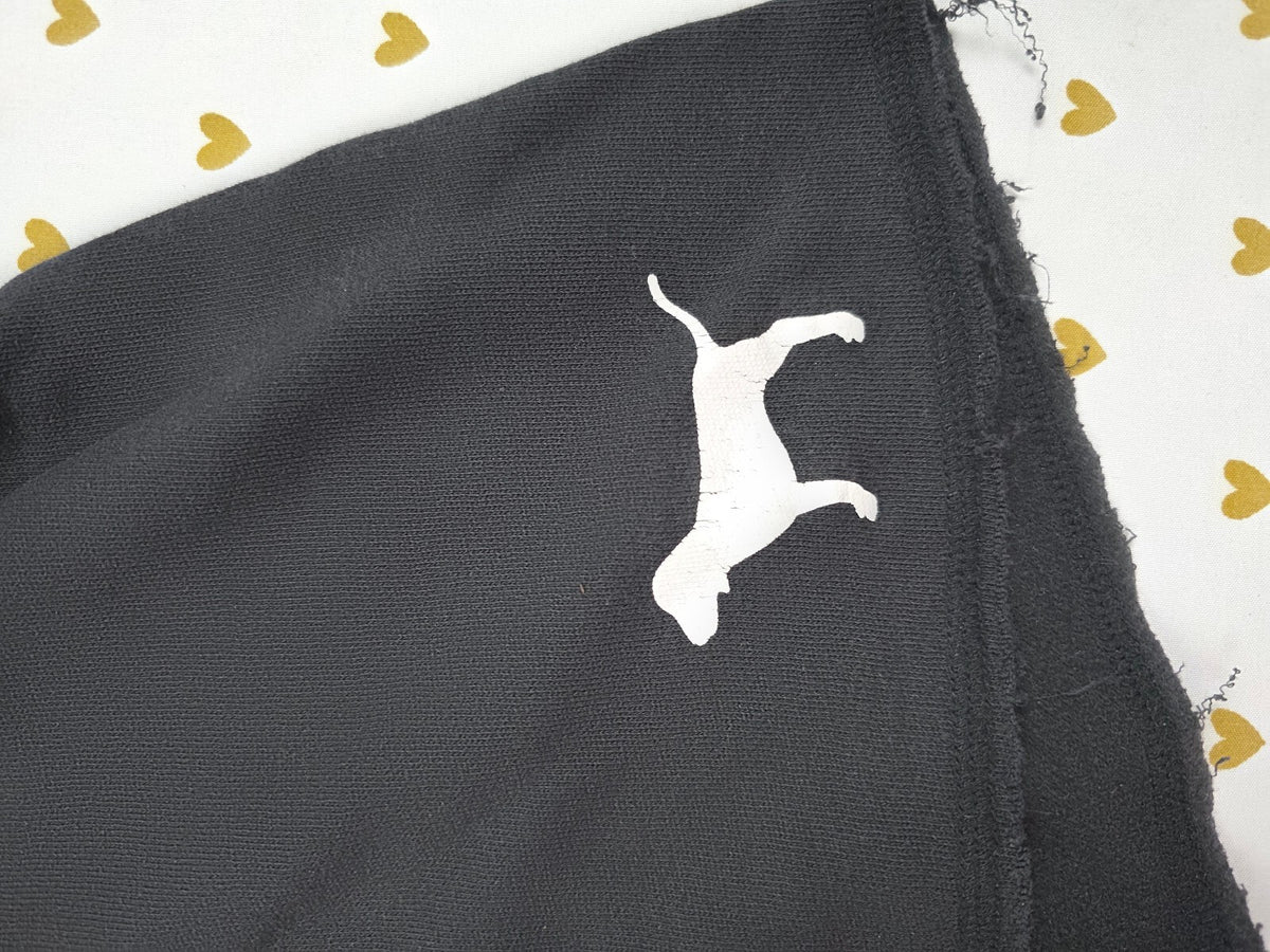 Victorias Secret PINK Dog Logo Black Foldover Sweat Shorts MEDIUM