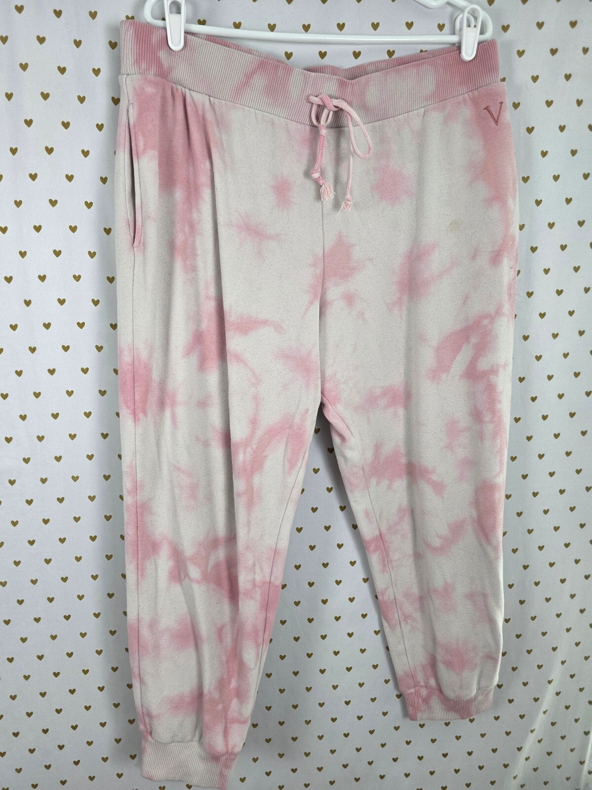 Victorias Secret Tye Dye Super Soft Pink Sweater Sweats Outfit Set XL