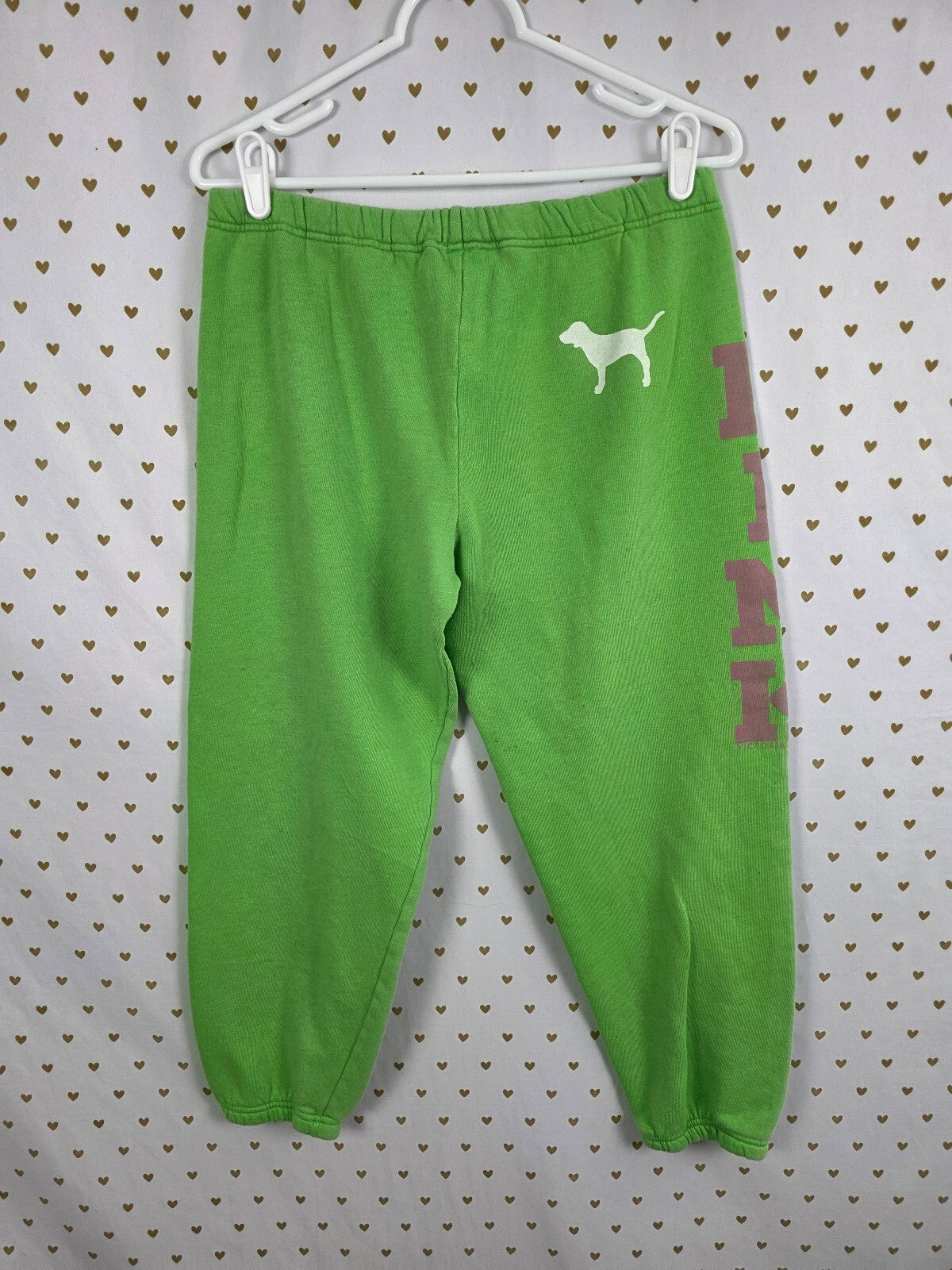 Victorias Secret PINK Vintage Green Logo Y2k Sweats Sweatpants Cotton Sm