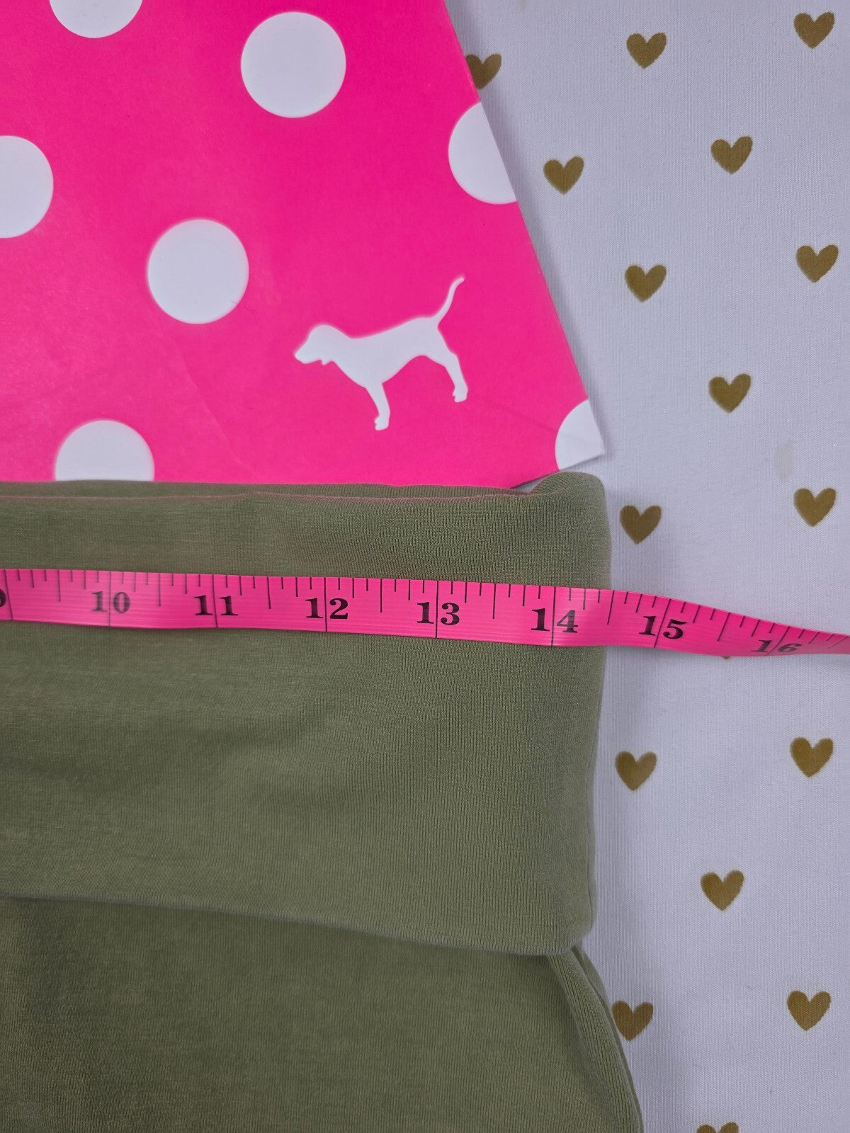 Victorias Secret PINK Foldover Yoga Shorts Green Logo Small