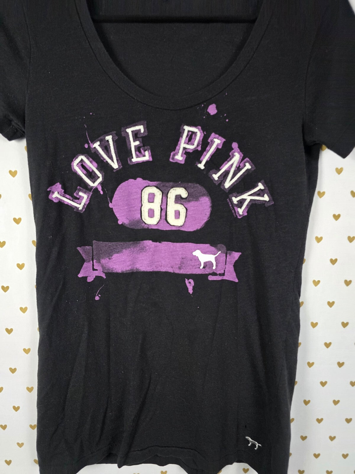 Victorias Secret PINK Vintage Love Tee shirt Y2k Logo 86 XS