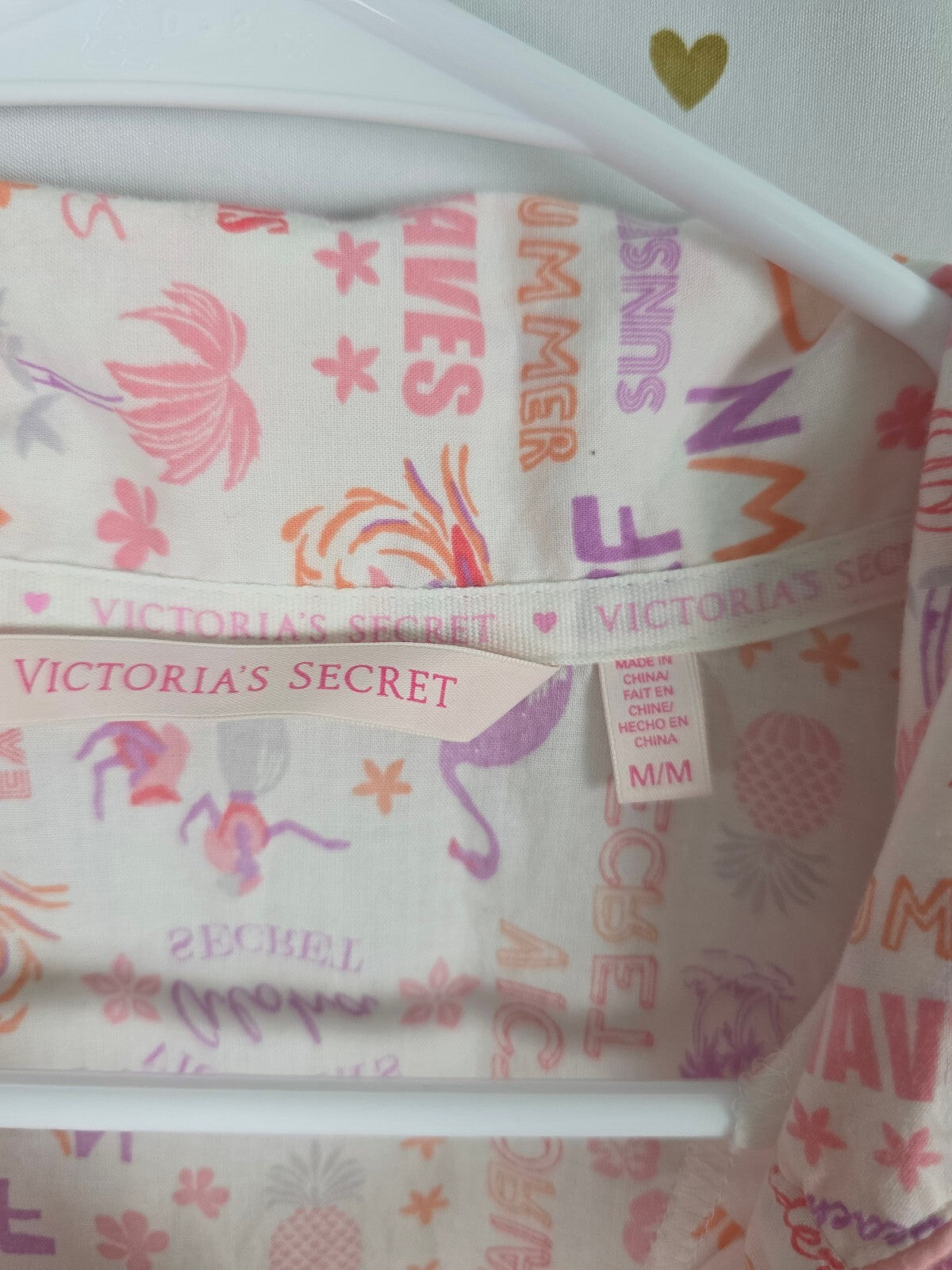 Victorias Secret Cute Medium Sleep Set 2pc Shirt Pants Medium