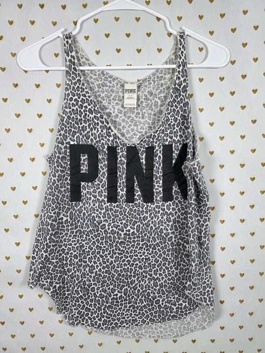 Victorias Secret PINK Leopard Cheetah Logo Tank Top SMALL