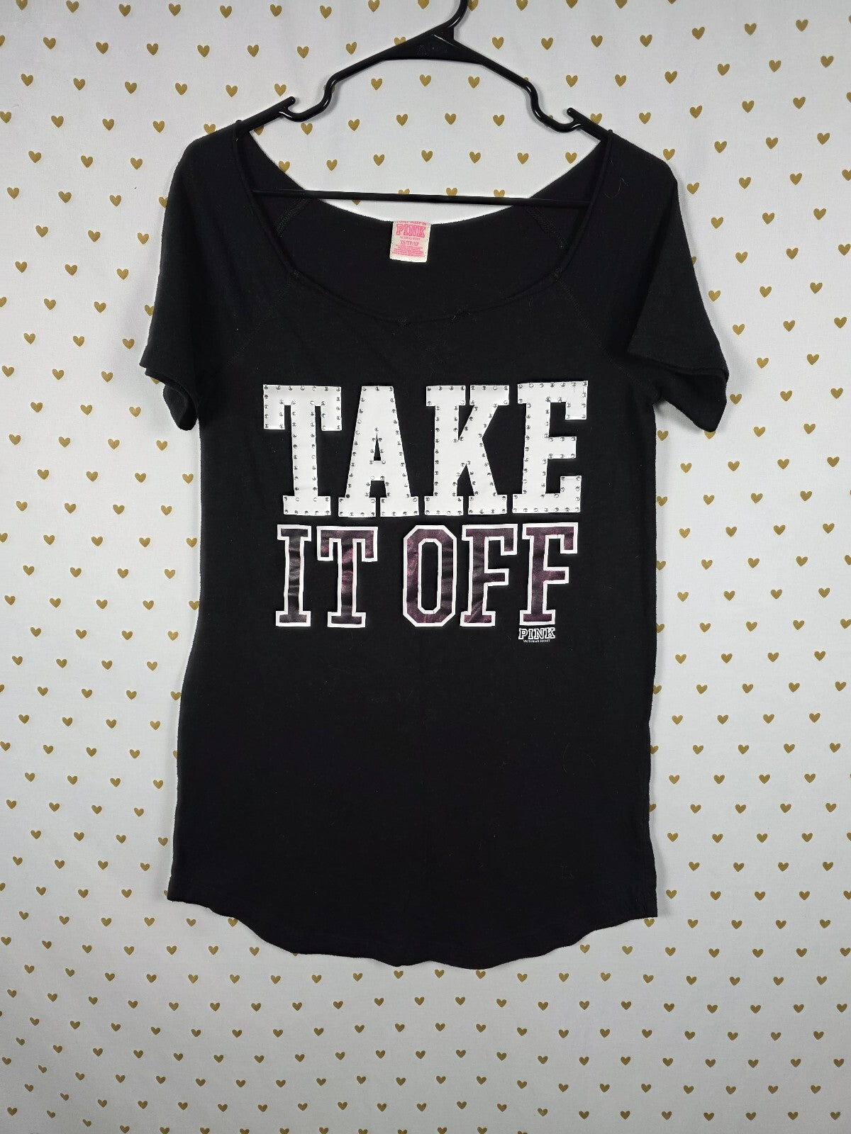Victoria’s Secret PINK Take It Off BLING Rhinestone Nightgown Sleep Shirt XS
