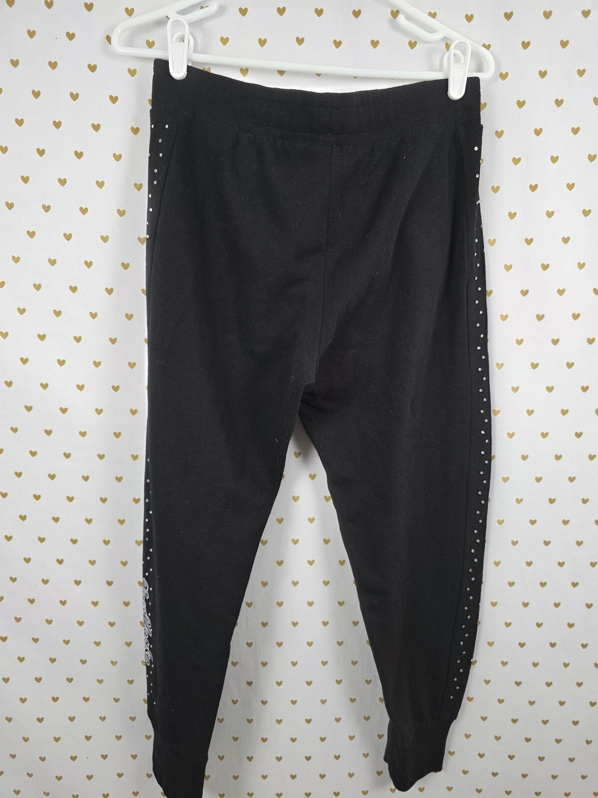 Victorias Secret PINK Bling Studded New York Sweatpants Sweats Black Medium