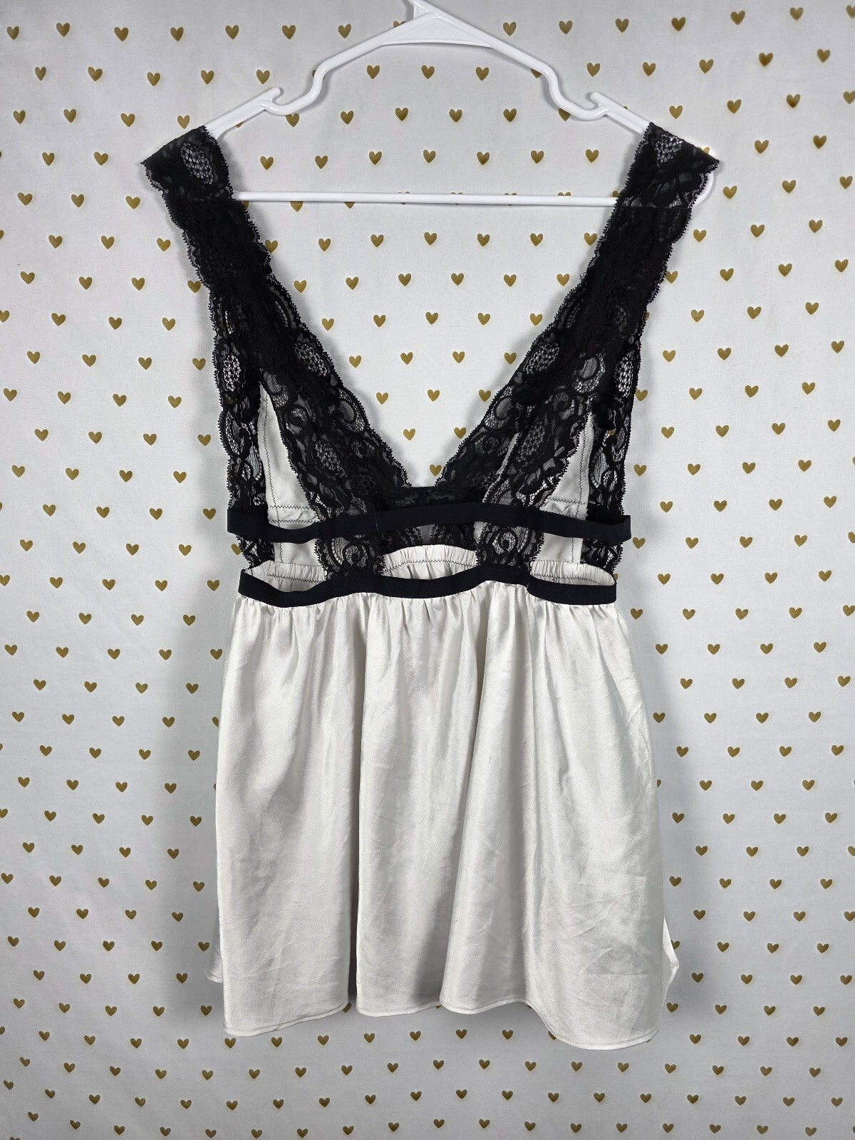 Victorias Secret White Silky Satin Babydoll Nightie Lingerie MEDIUM