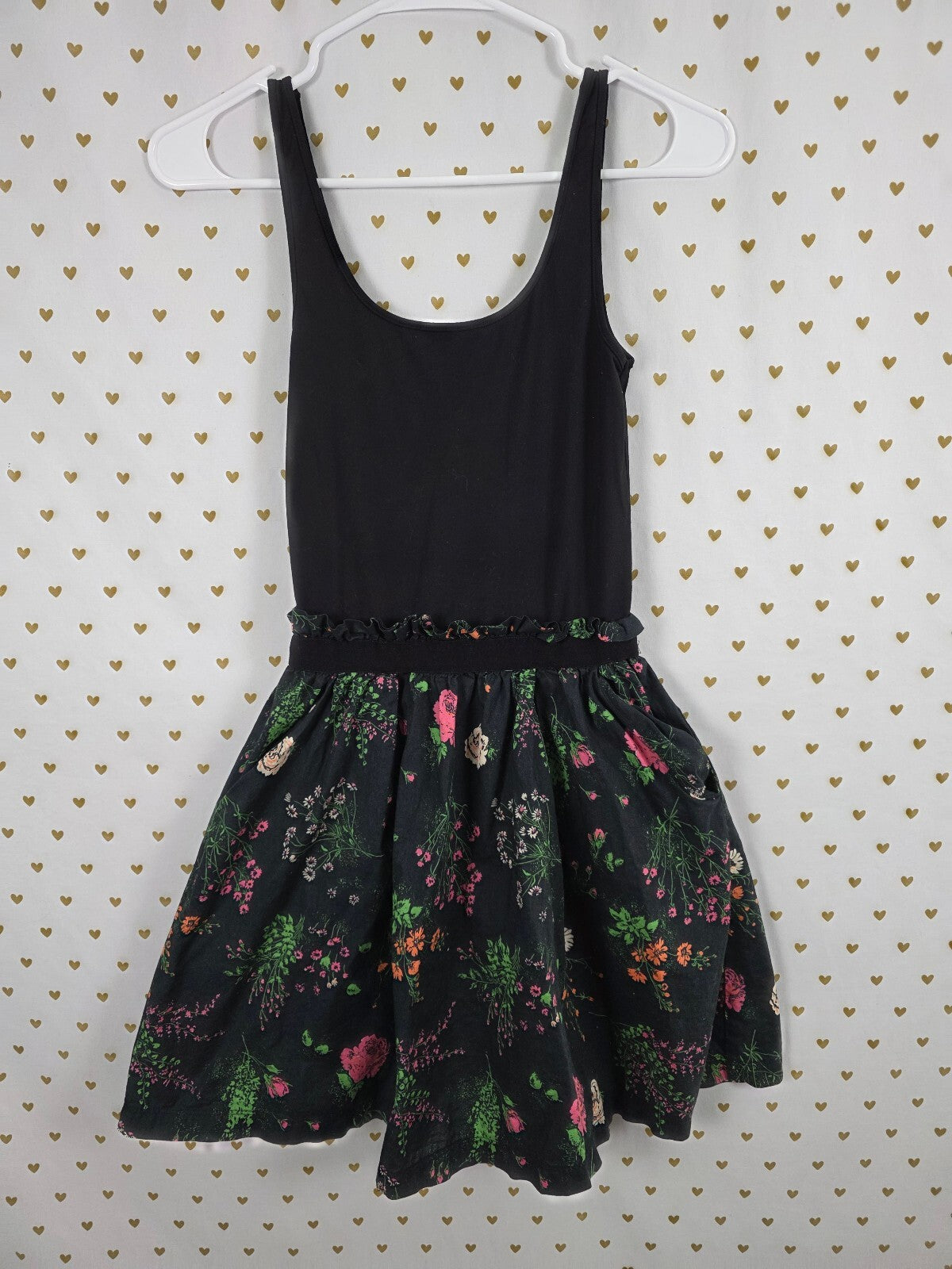 Victorias Secret PINK Vintage Tank Top Skater Dress Pockets Floral Small Y2k