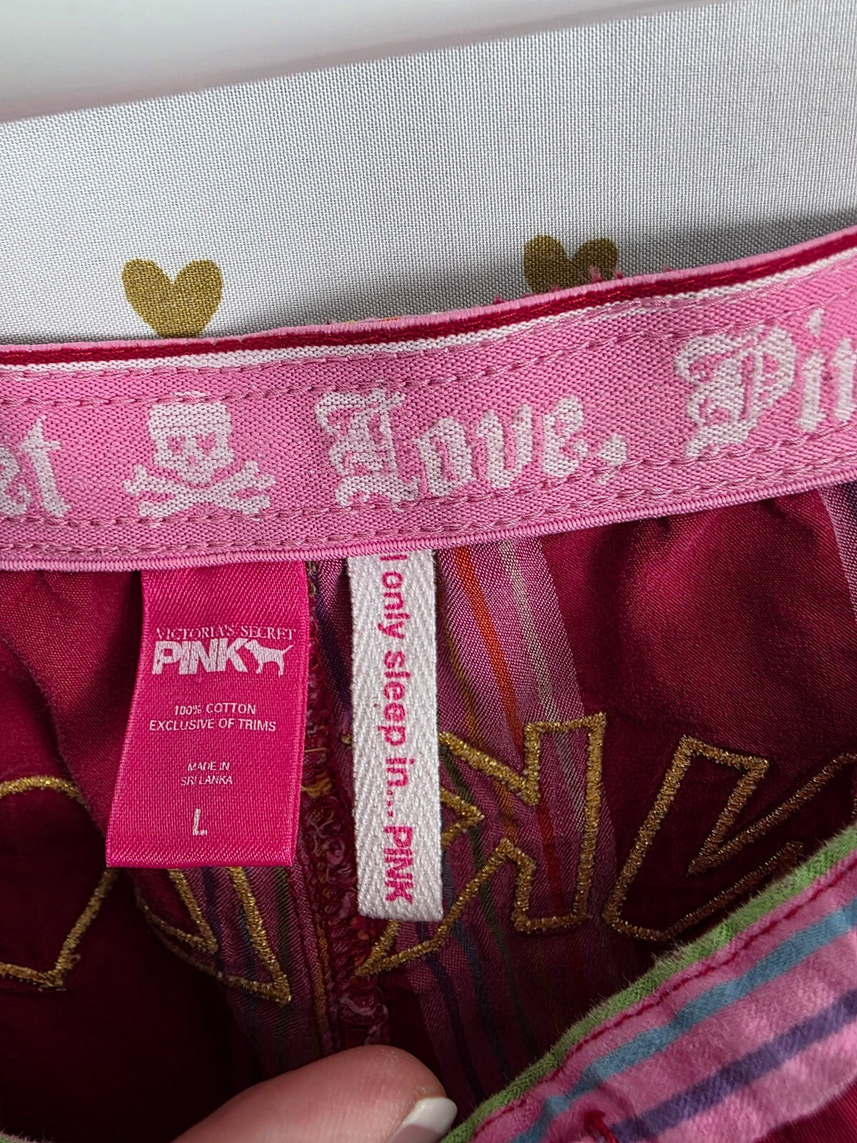 Victorias Secret Pink Striped Vintage Y2k Sleep Rock Roll Pants Pajama  Bottoms