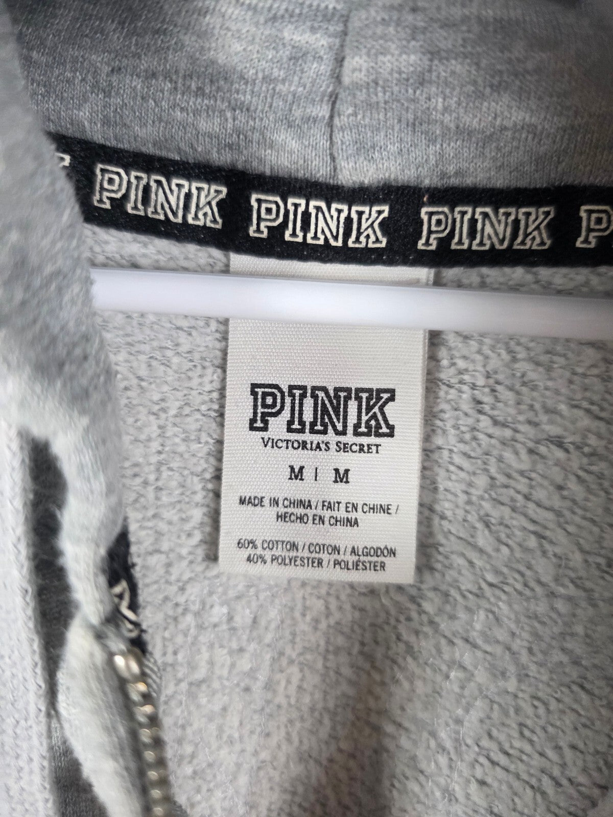 Victoria's Secret PINK Rare LIMITED Sequin Leopard Love Pink Zip Hoodie Gray M