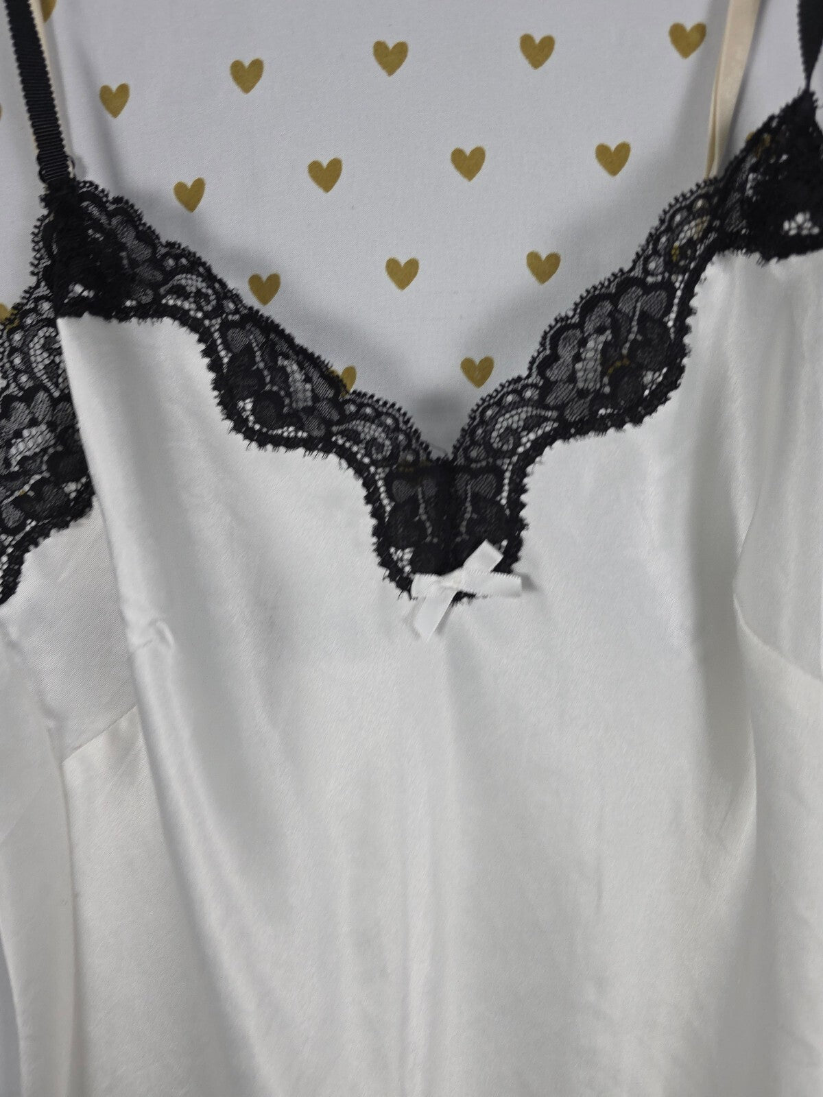 Victorias Secret White Black Satin Slip Dress Y2k Vintage Lingerie Nightie XS
