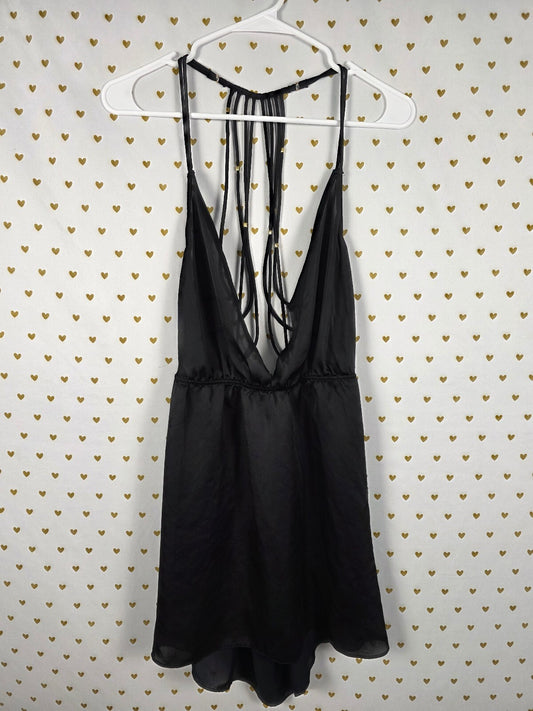 Victorias Secret Sheer Caged Strappy Babydoll Nightie Lingerie Black Large