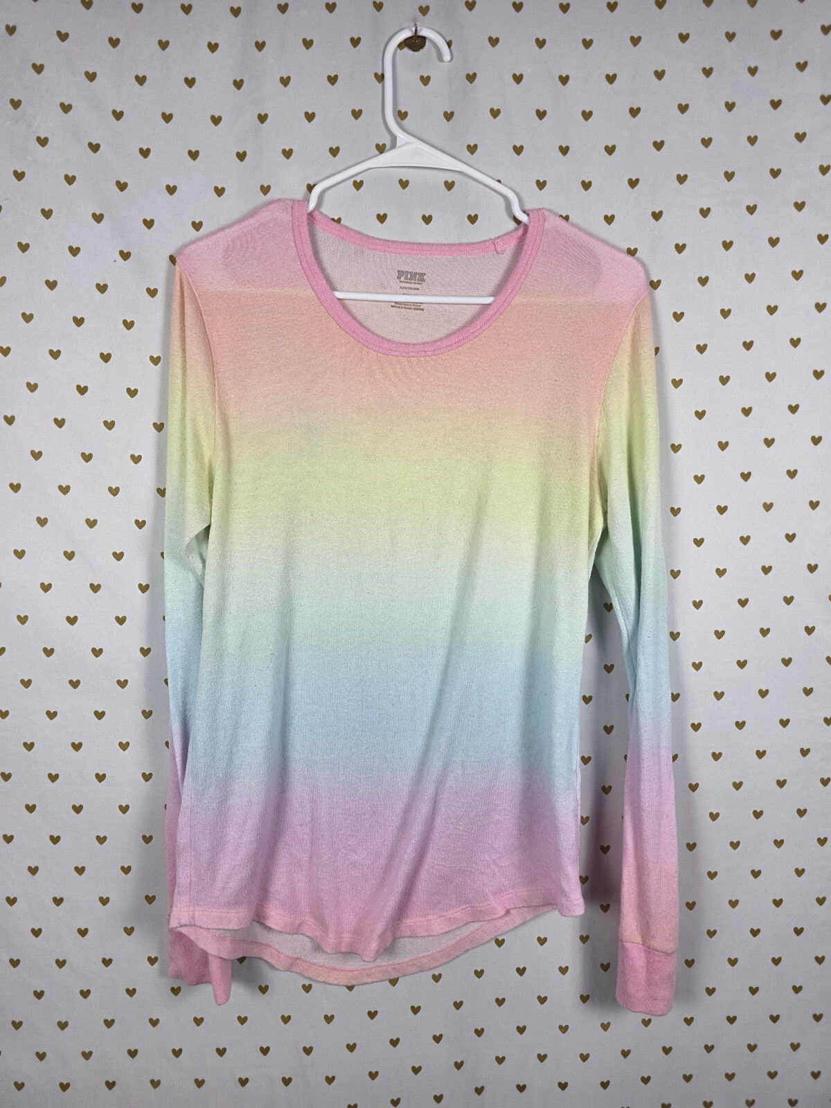 Victorias Secret PINK Super Soft Long Sleeve Gradient Rainbow Shirt Large