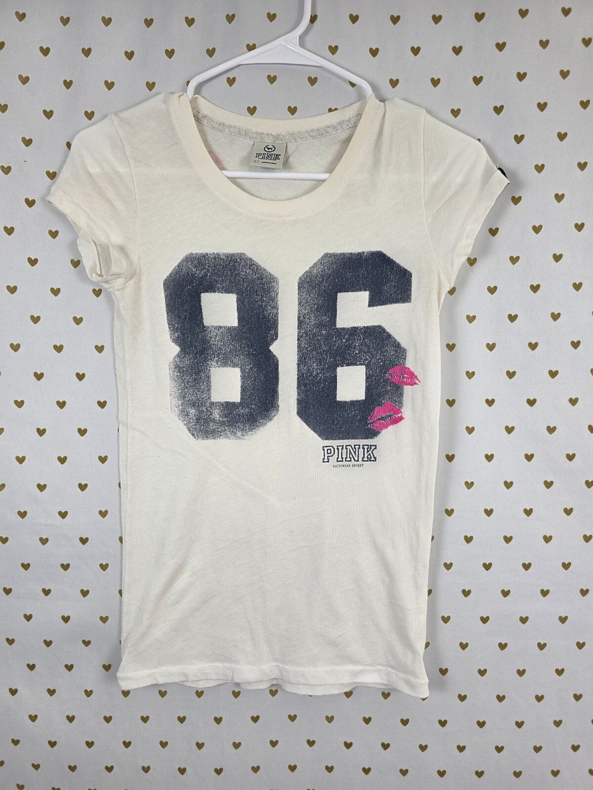 Victorias Secret PINK Vintage 86 White Y2k XS Tee Shirt