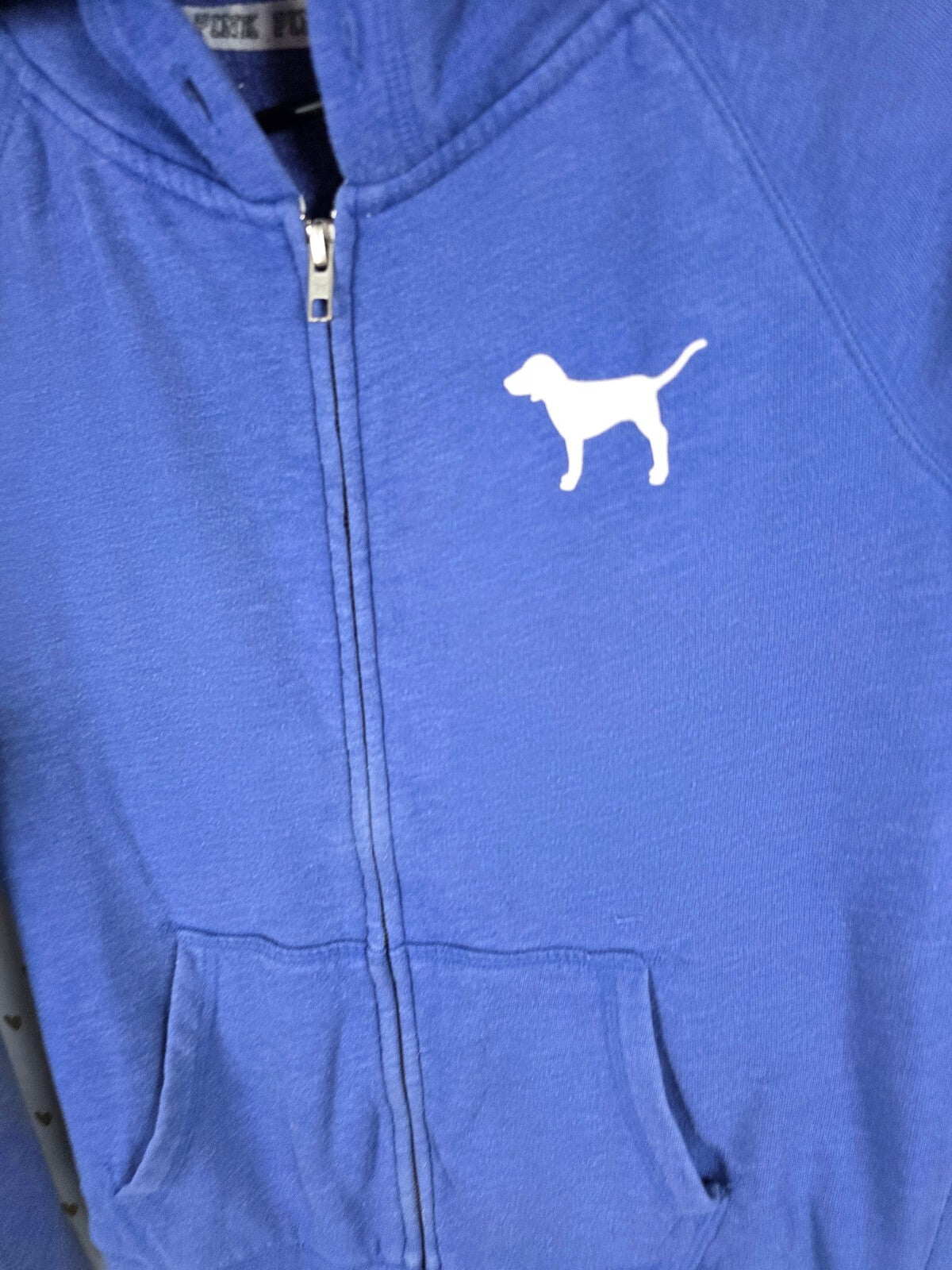 Victorias Secret Pink Embroidered Logo Full ZIp Hoodie Jacket Blue XS